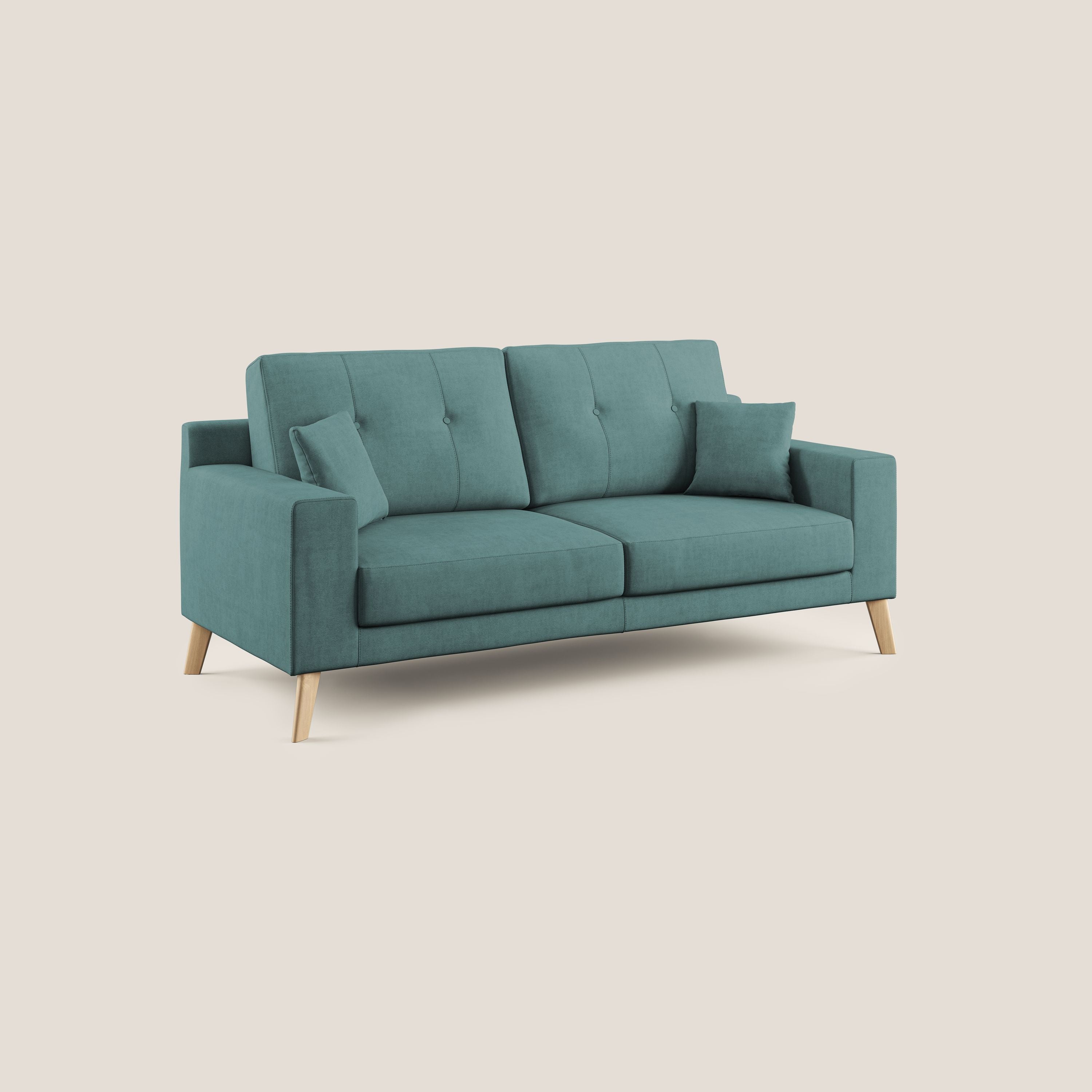 Danish divano moderno in tessuto morbido impermeabile T02 petrolio - divani.store