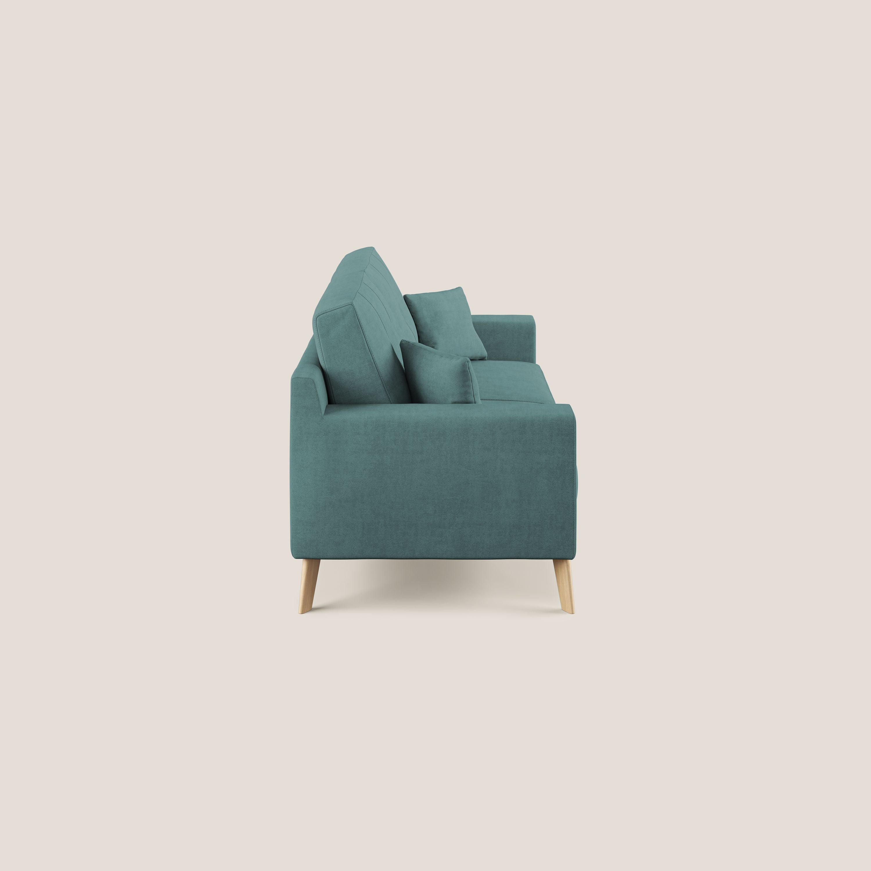 Danish divano moderno in tessuto morbido impermeabile T02 petrolio - divani.store