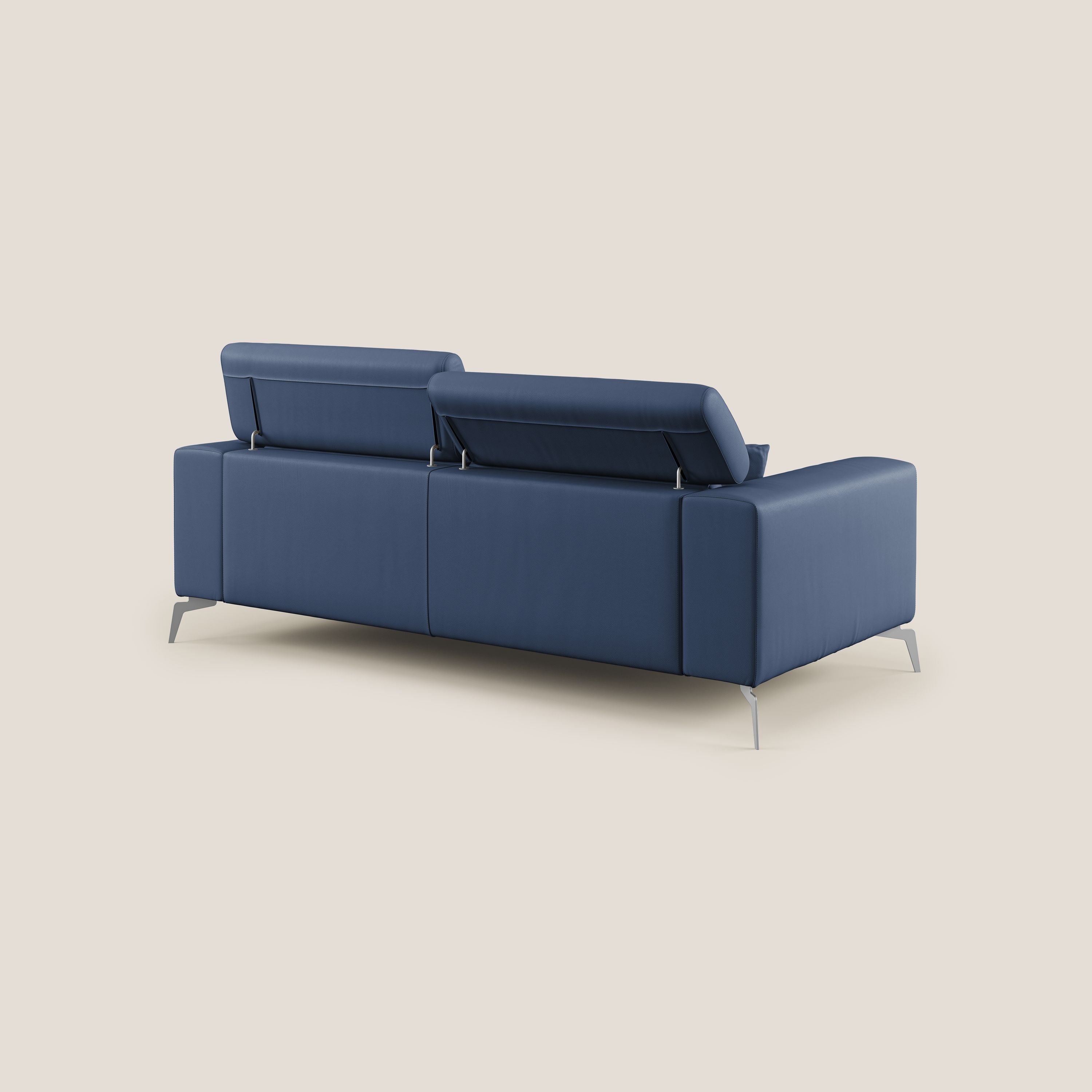 Blade Divano moderno con poggiatesta reclinabili in Ecopelle T04 blu - divani.store