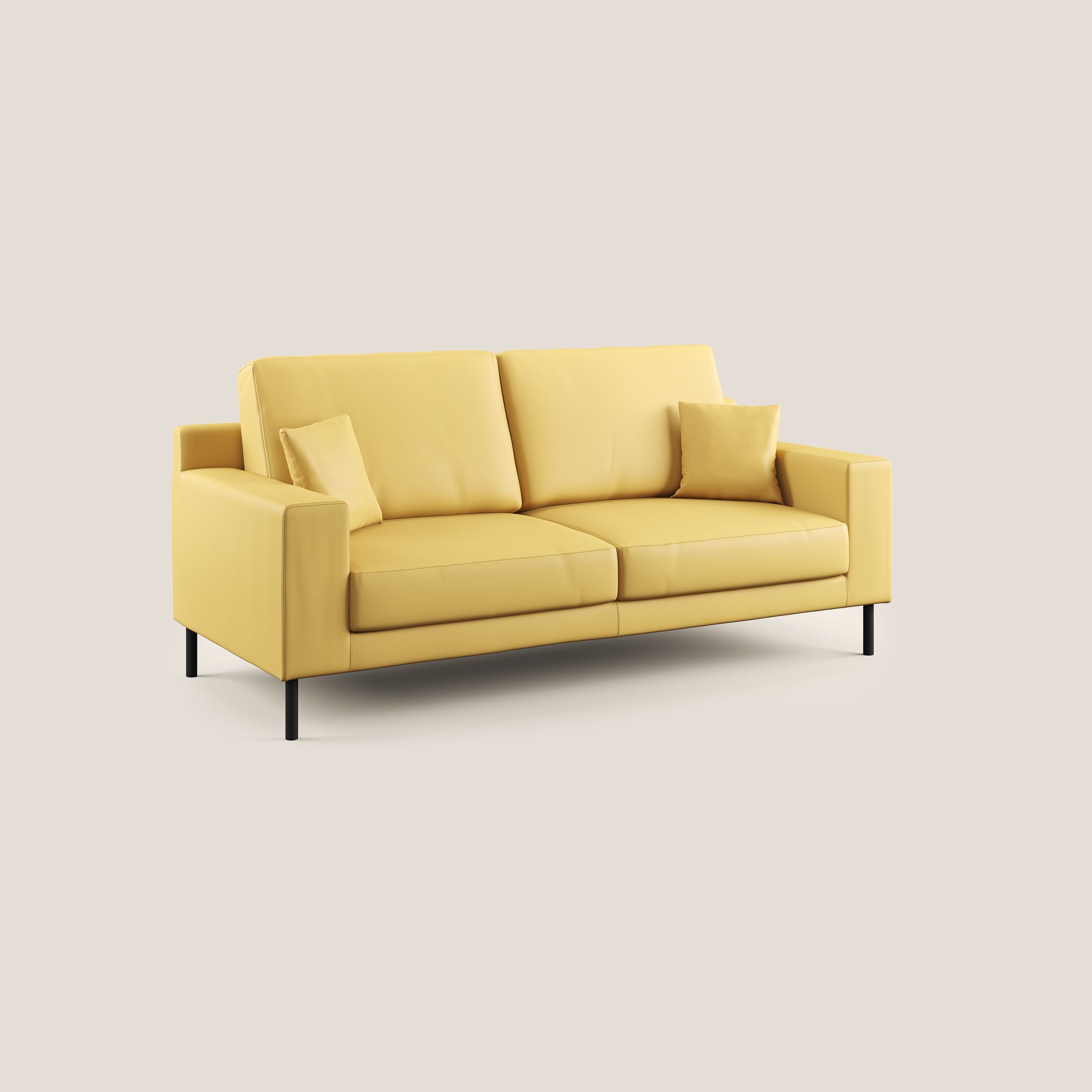 Uranio divano moderno lineare in Ecopelle impermeabile T04 giallo - divani.store