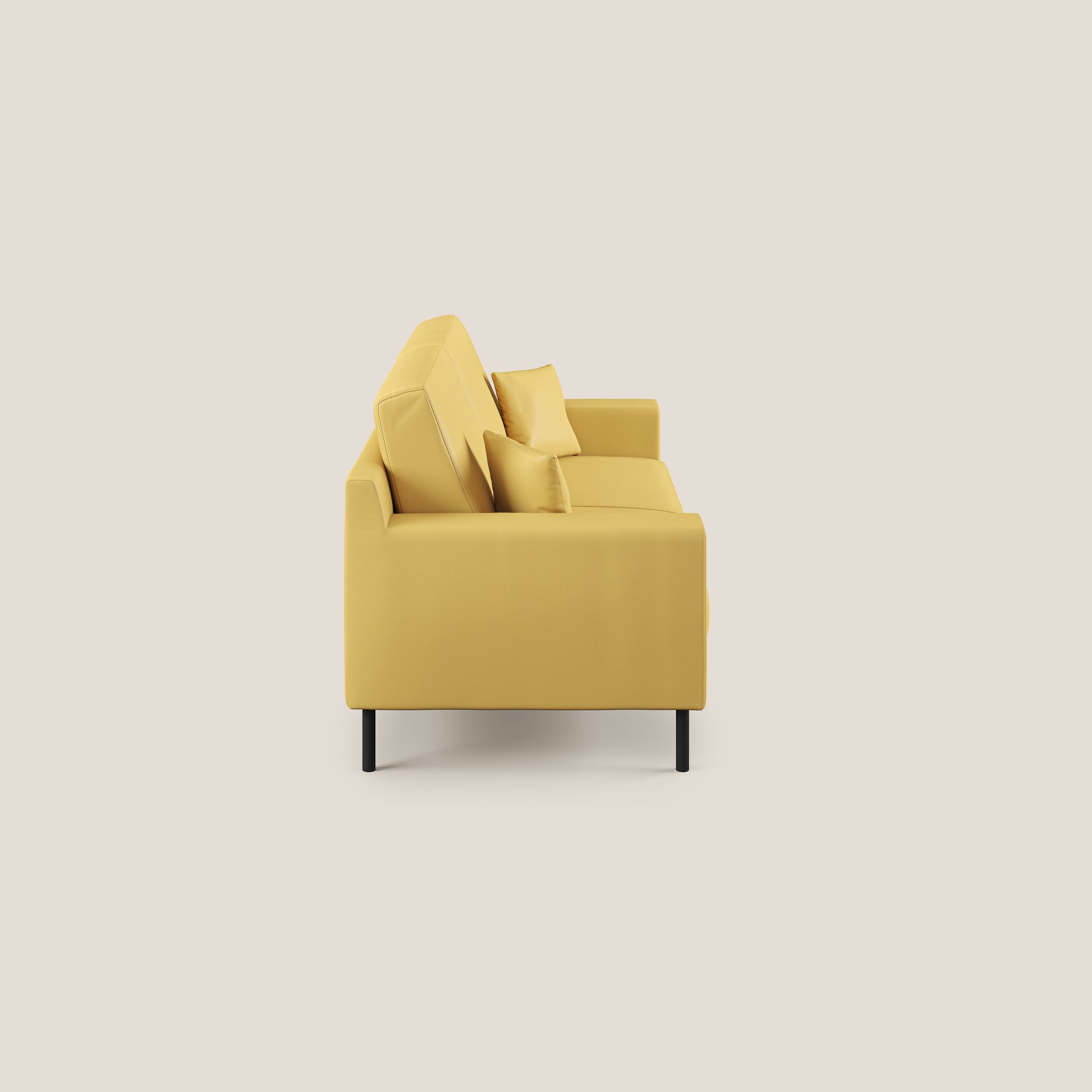 Uranio divano moderno lineare in Ecopelle impermeabile T04 giallo - divani.store