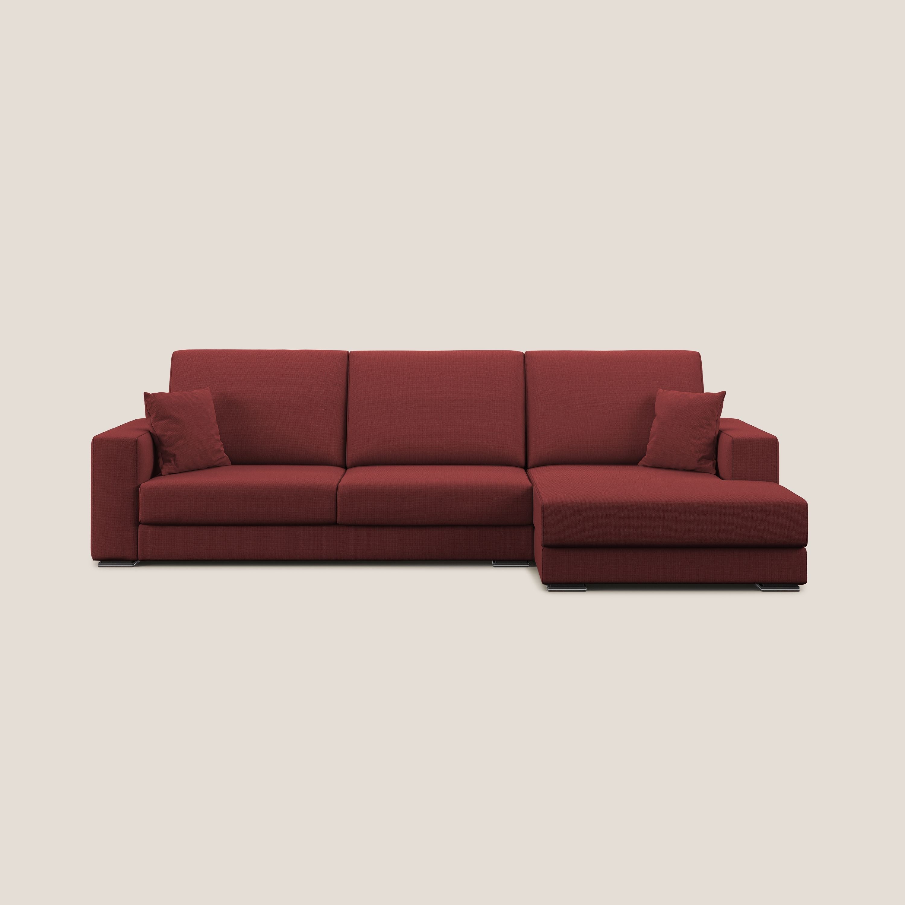 Marte divano angolare in tessuto smacchiabile impermeabile T08 rosso - divani.store