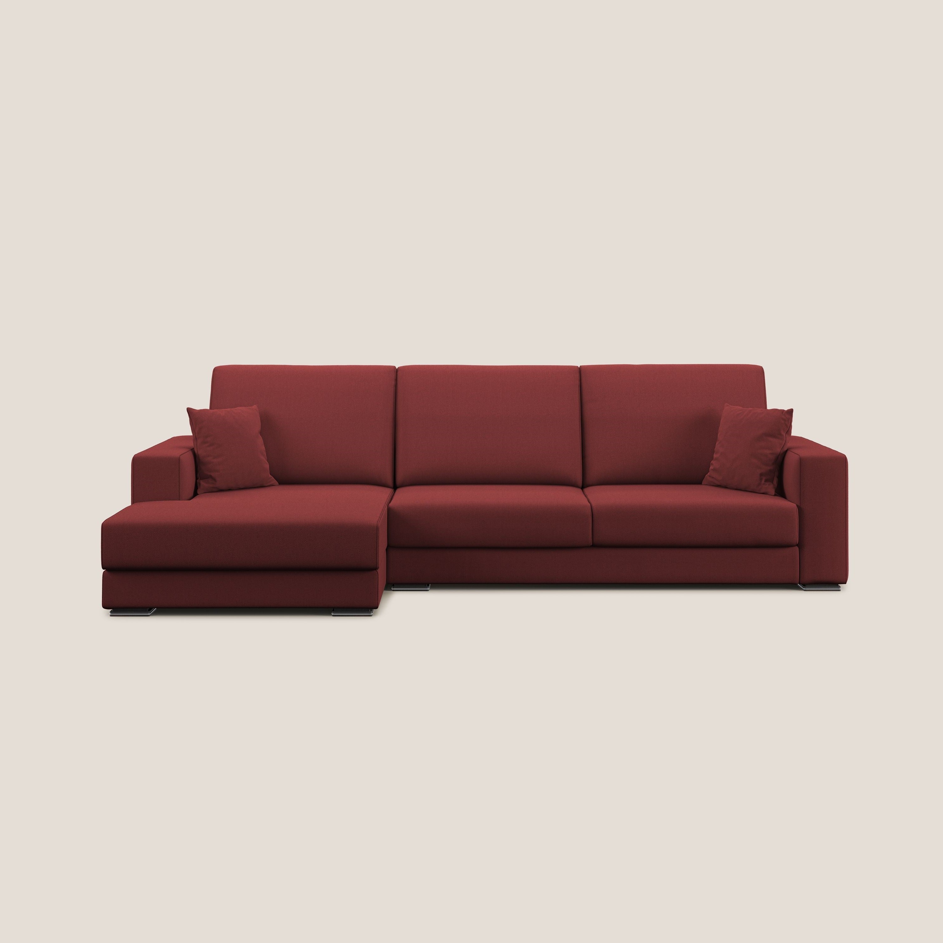 Marte divano angolare in tessuto smacchiabile impermeabile T08 rosso - divani.store