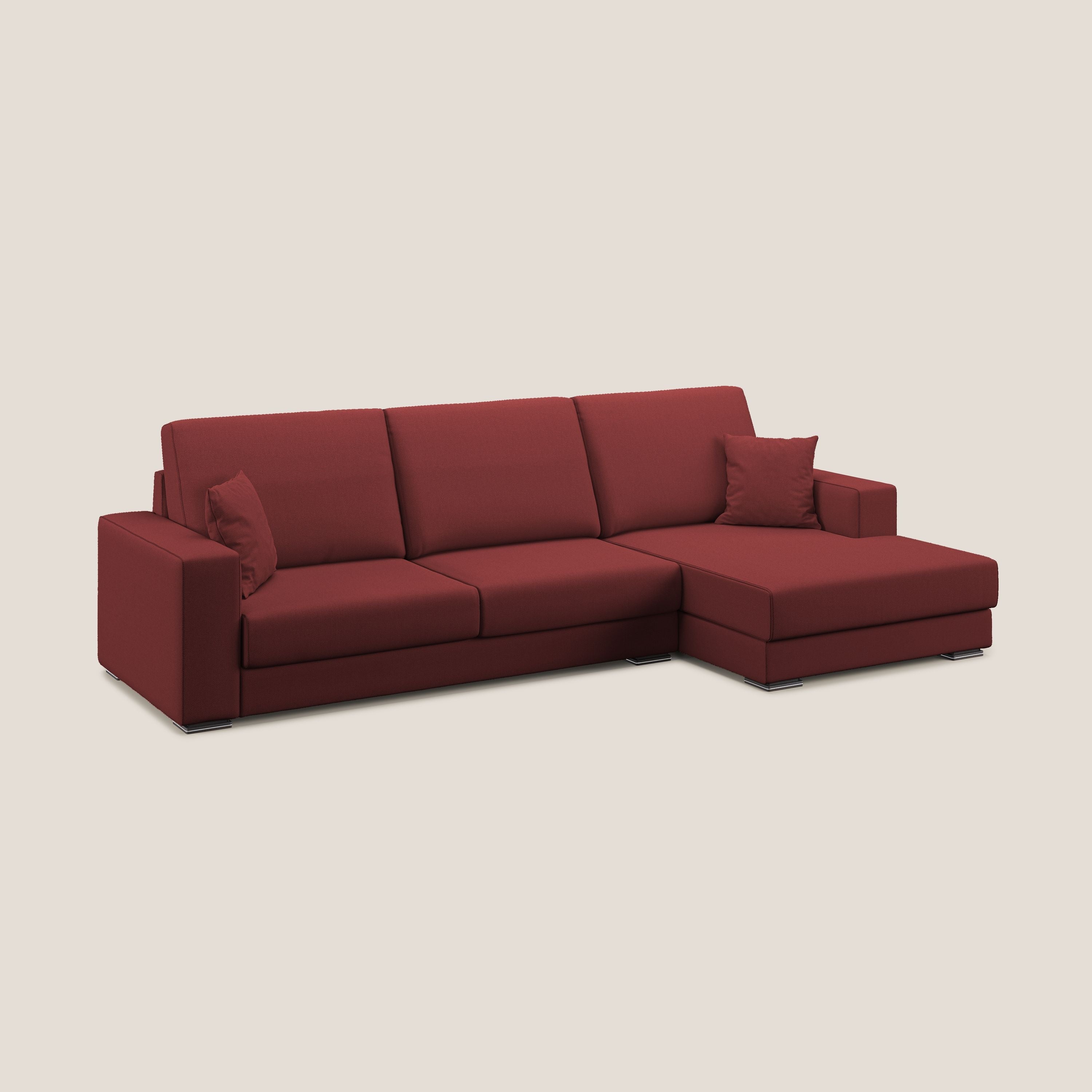 Marte divano angolare in tessuto smacchiabile impermeabile T08 rosso - divani.store