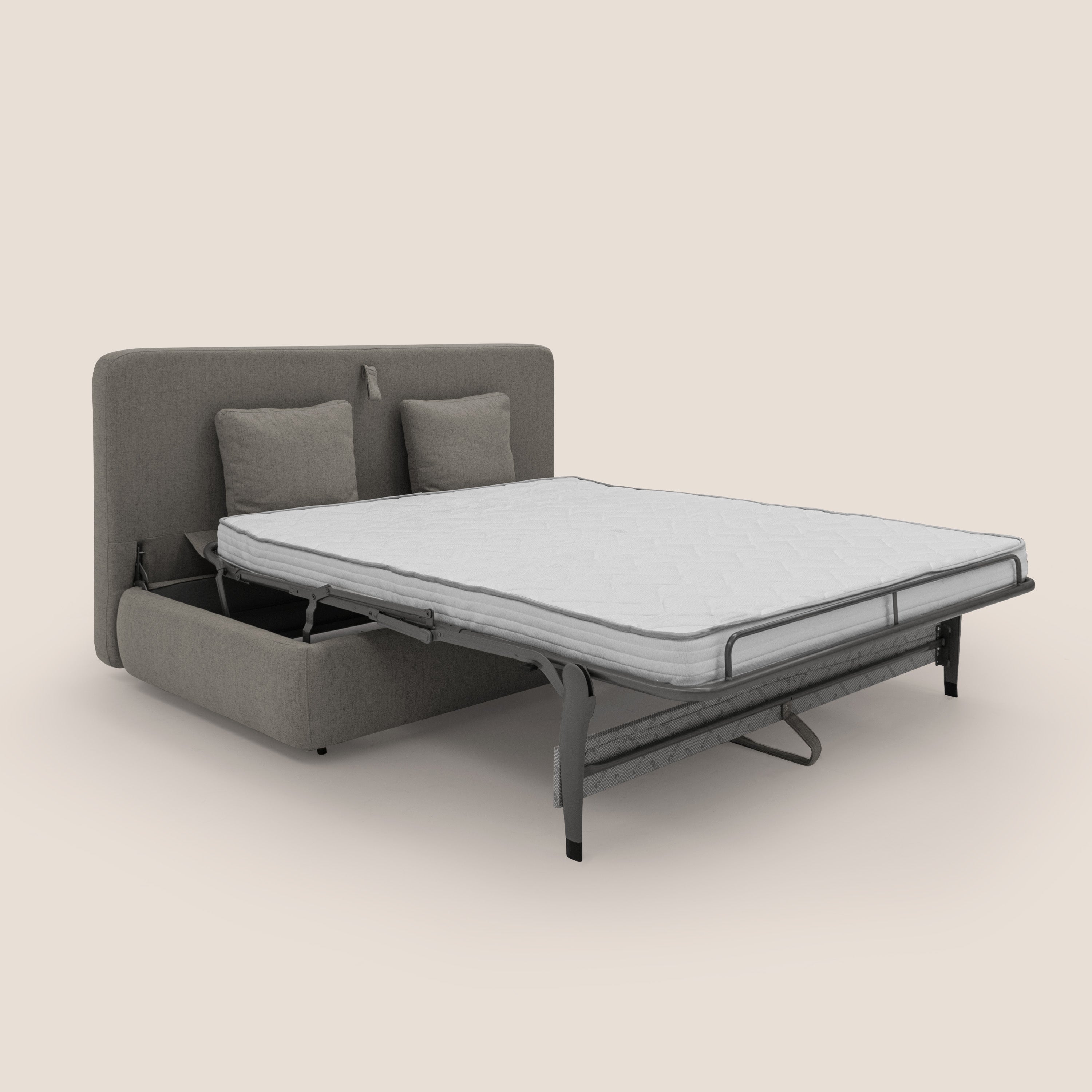 Gransasso Divano letto matrimoniale dal DESIGN innovativo in tessuto impermeabile T03 talpa - divani.store