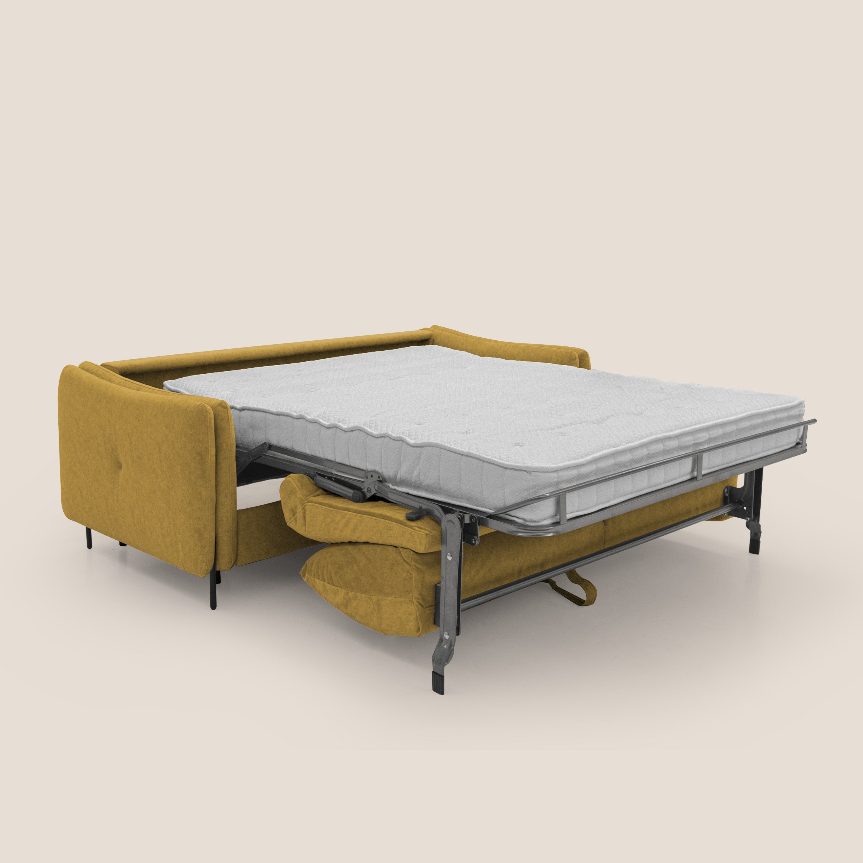 Gregory Divano letto con materasso h18 cm in microfibra effetto velluto impermeabile T09 giallo - divani.store