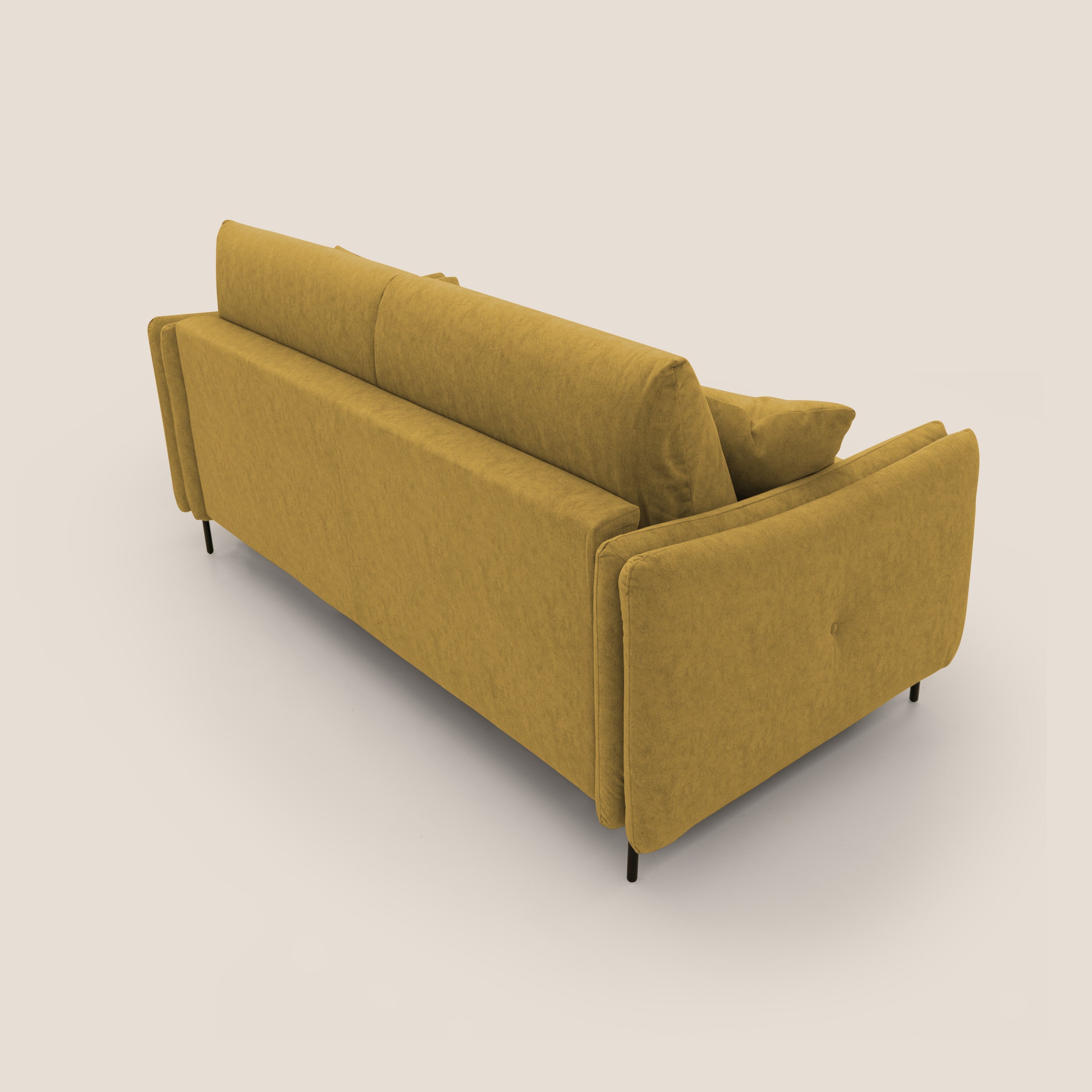 Gregory Divano letto con materasso h18 cm in microfibra effetto velluto impermeabile T09 giallo - divani.store