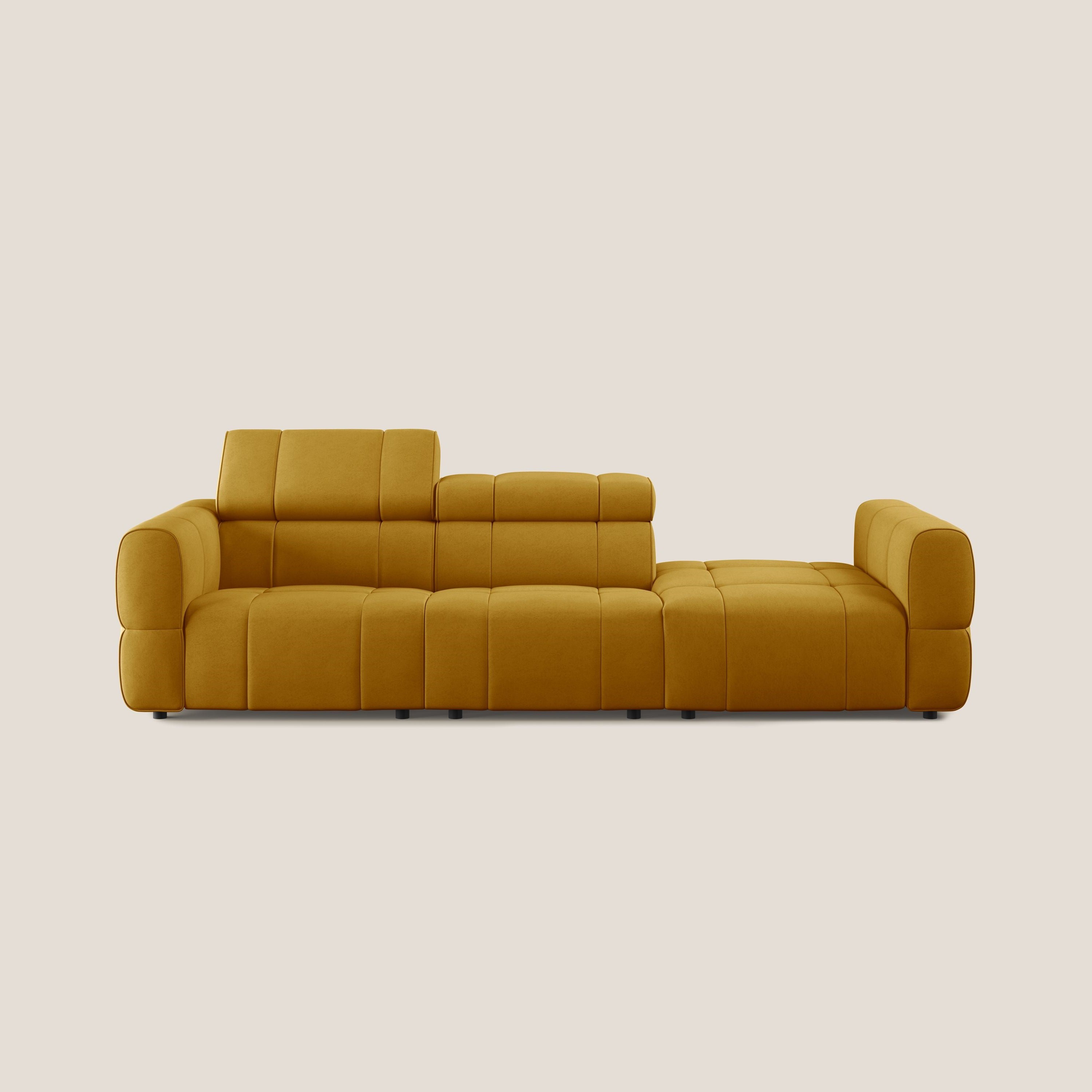 Giotto Divano con terminale e opzione relax elettrico in microfibra effetto velluto impermeabile T09 - divani.store