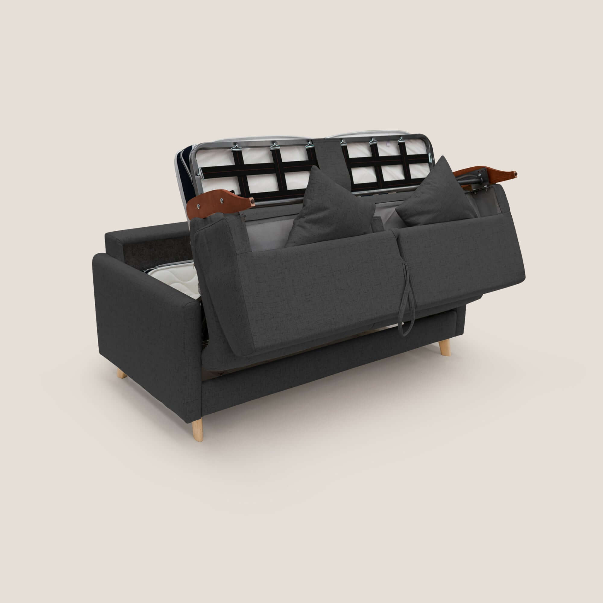 Edgar divano letto matrimoniale in tessuto felis impermeabile T03 antracite - divani.store