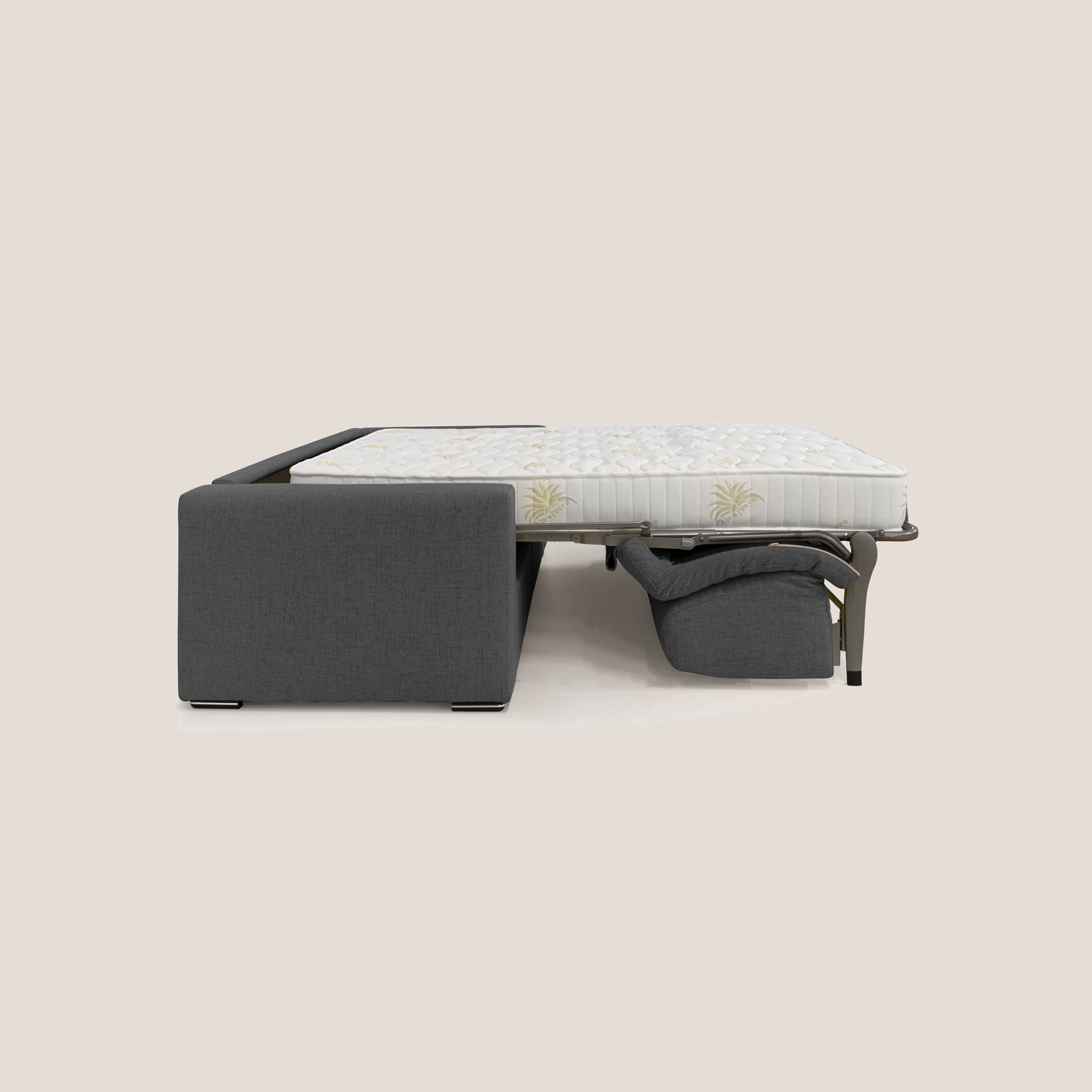 Nixon Divano letto matrimoniale con materasso 20 cm in tessuto impermeabile T03 antracite - divani.store