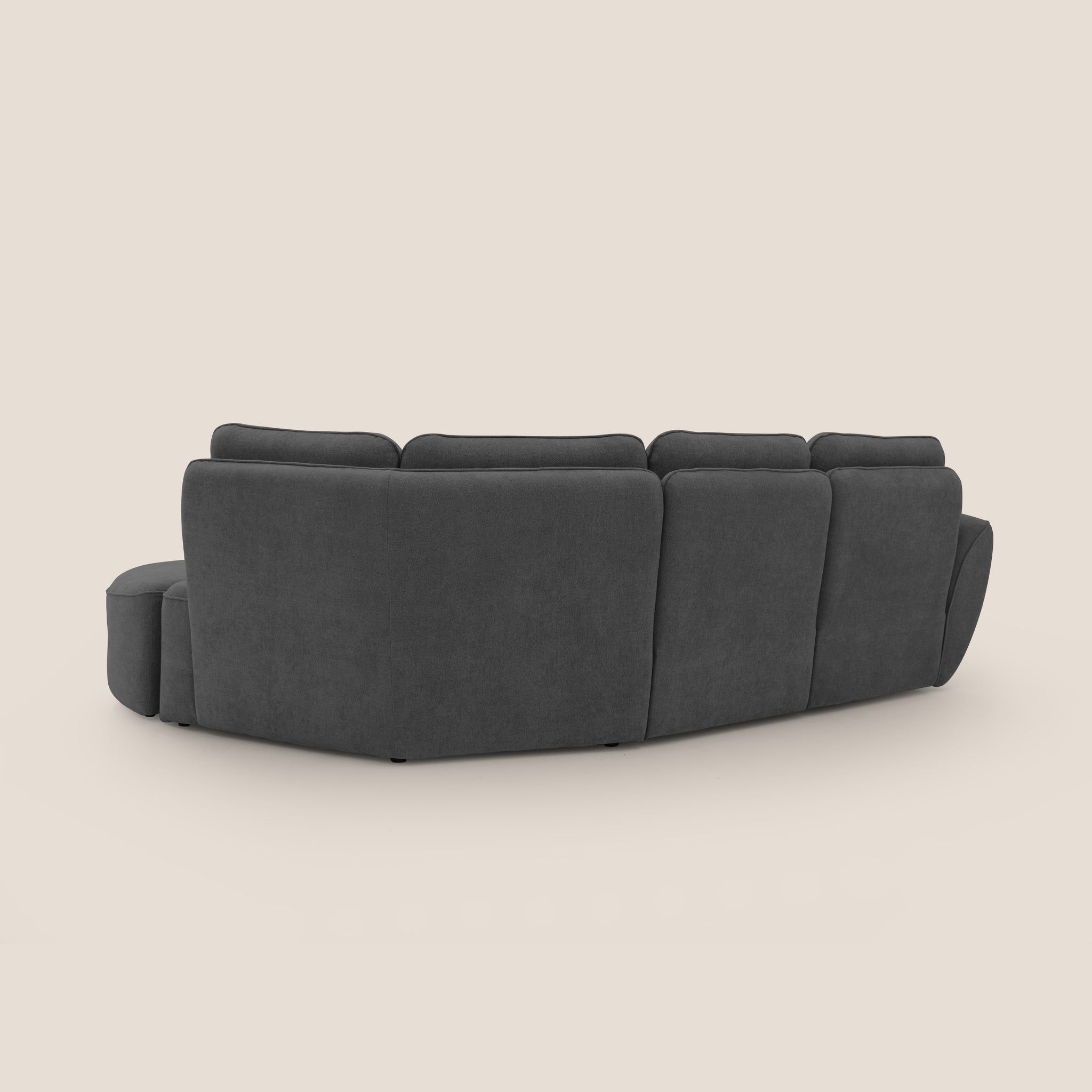 Cerbero divano angolare con pouf mobile in morbido bouclé impermeabile T07