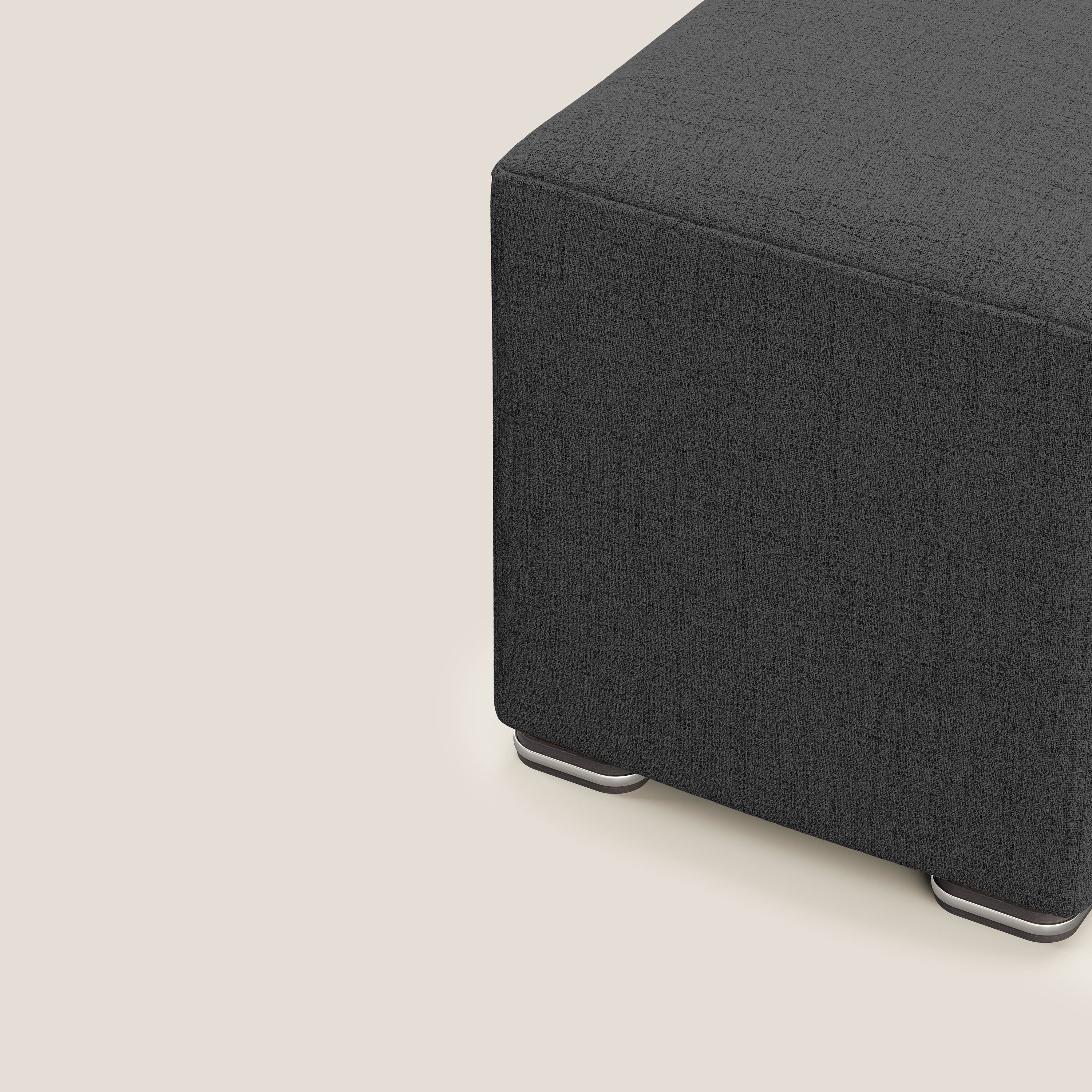 Cube pouf in tessuto morbido impermeabile T03 antracite - divani.store