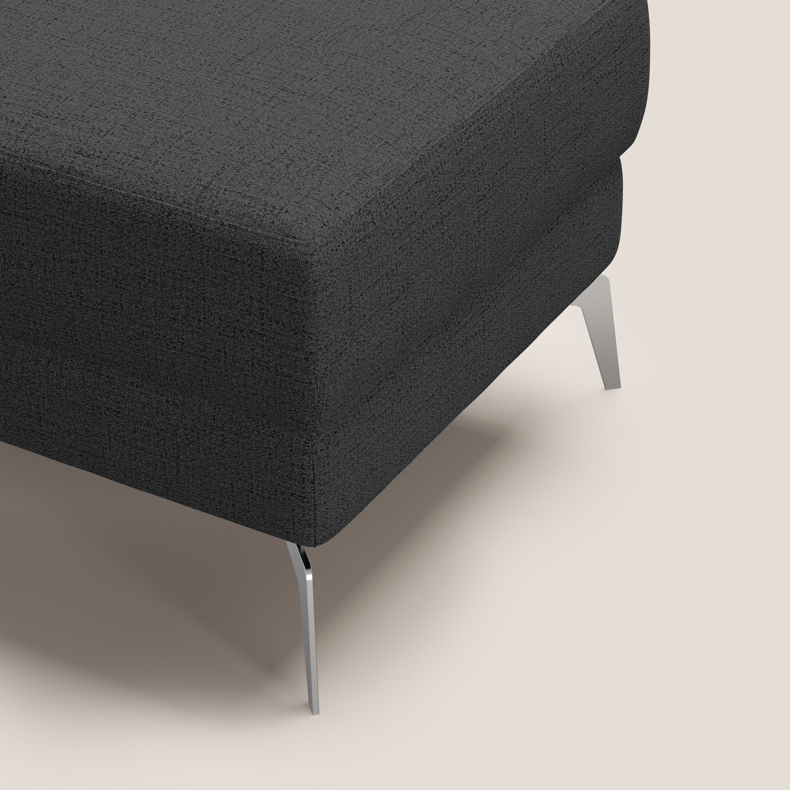 Star Pouf con piedini alti in tessuto impermeabile fiammato T03 antracite - divani.store