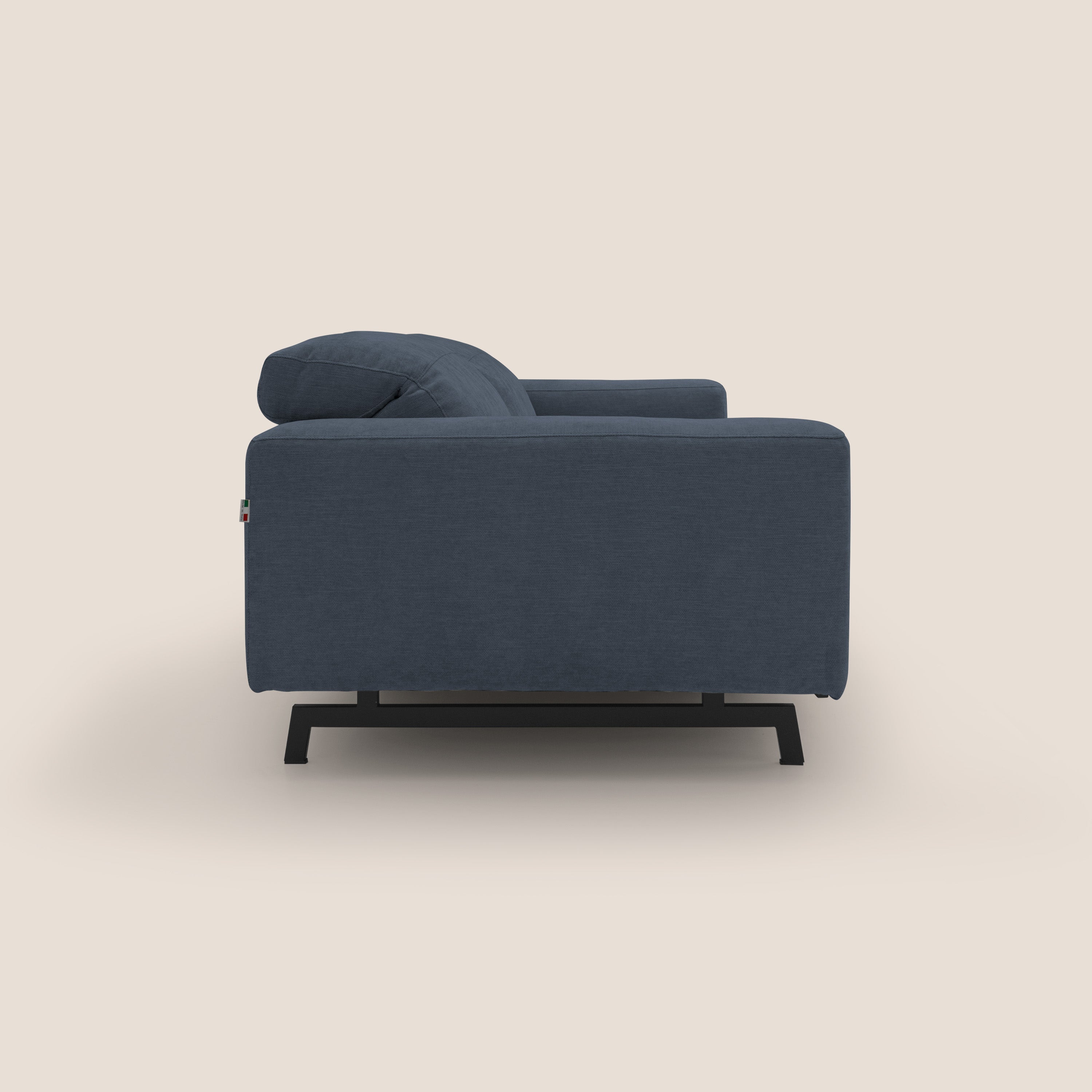 Sakura divano in piuma d'oca modulare componibile in morbido tessuto fiammato impermeabile T14 blu - divani.store