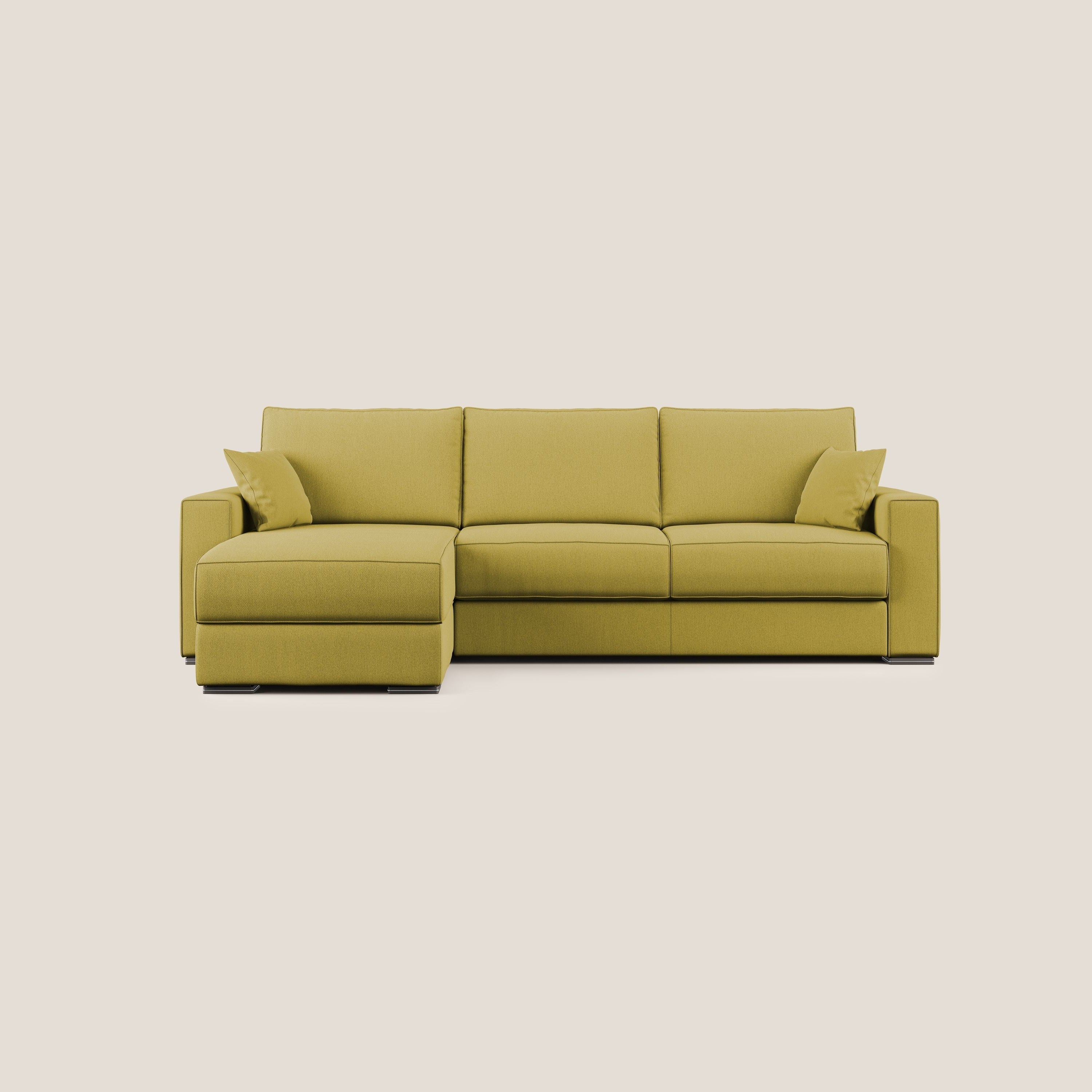 Dream Divano letto angolare in tessuto smacchiabile T05 giallo - divani.store