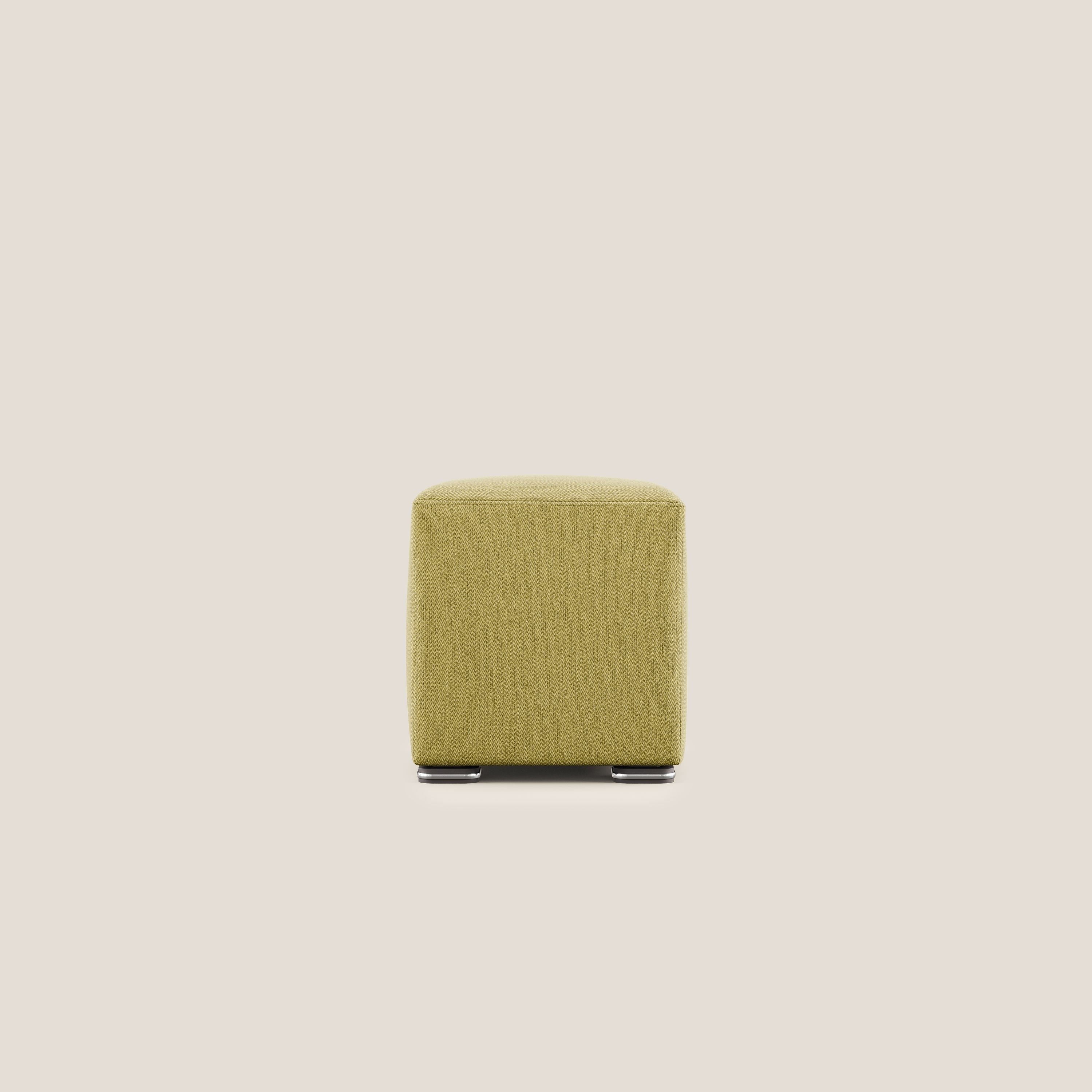 Cube pouf in tessuto morbido smacchiabile T05 giallo - divani.store
