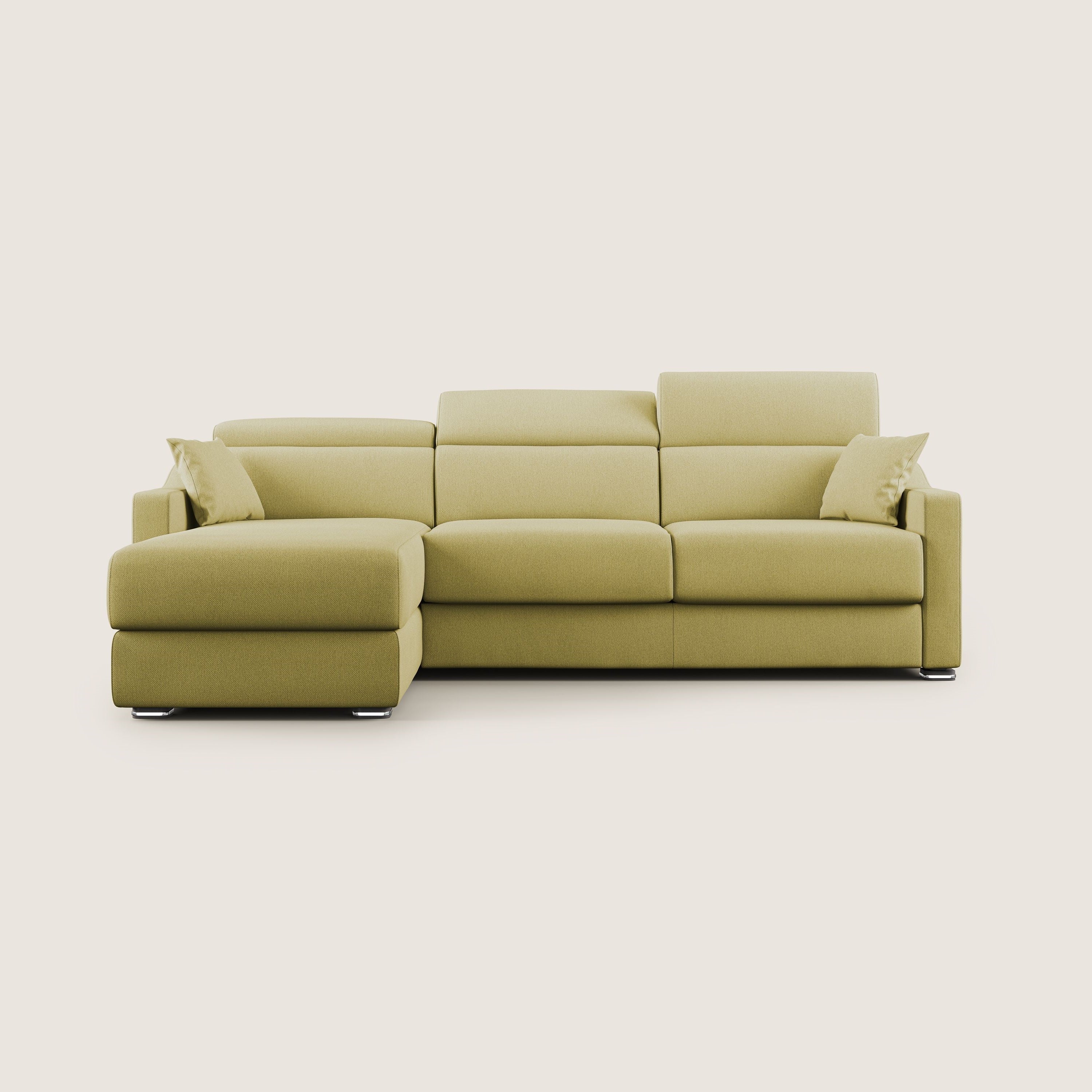 Amber divano letto angolare in tessuto smacchiabile T05 giallo - divani.store
