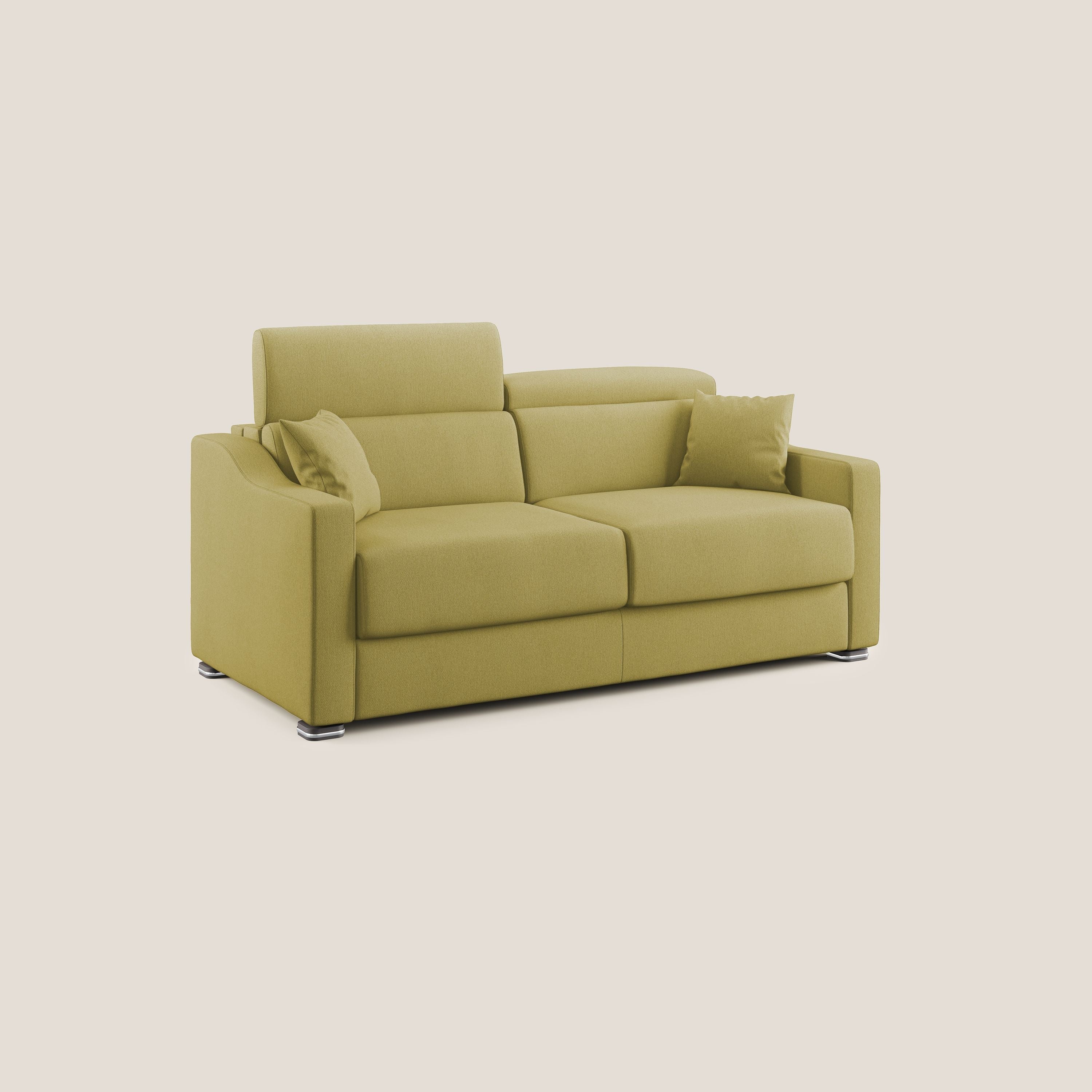 Amber divano letto matrimoniale in tessuto smacchiabile T05 giallo - divani.store