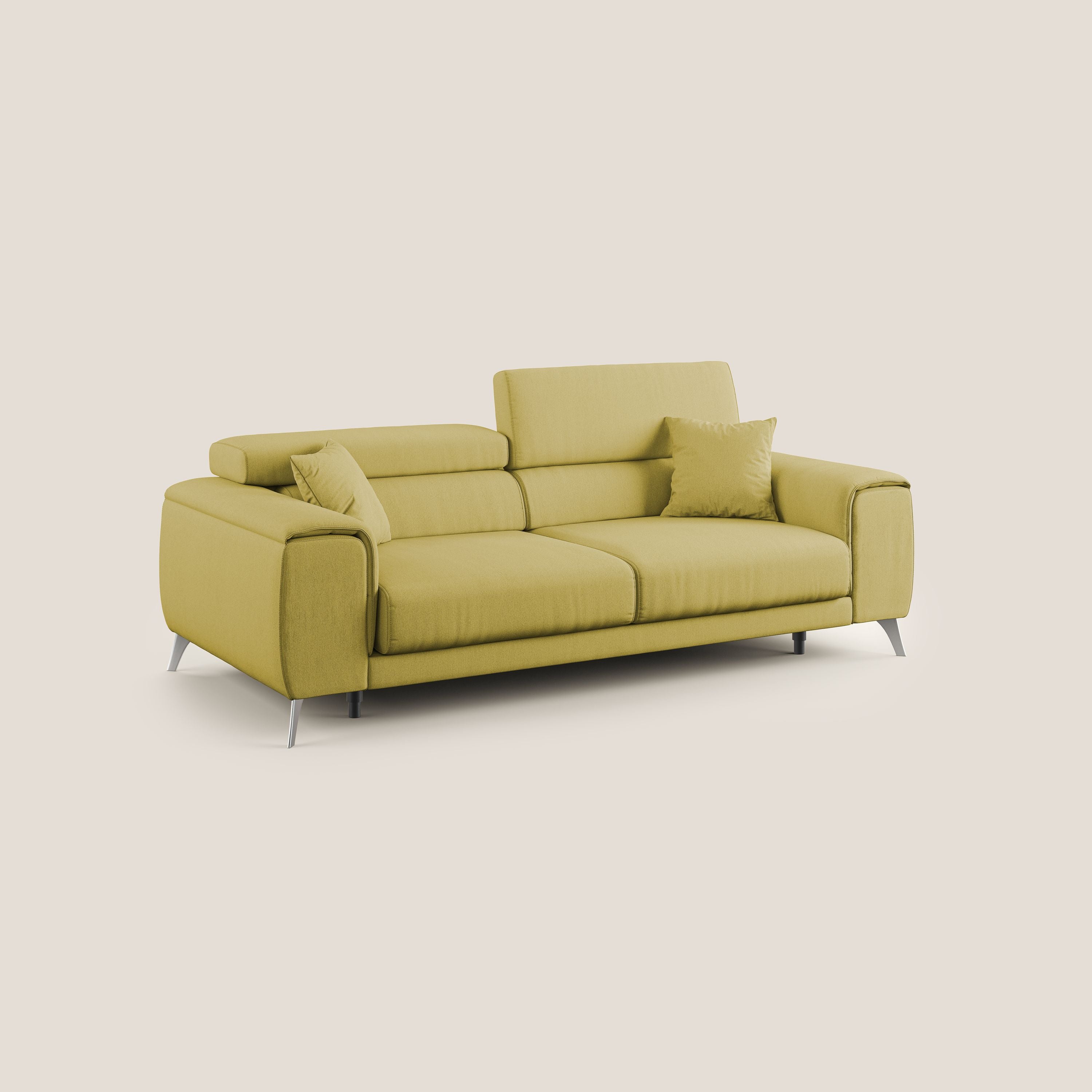 Fusion divano con sedute allungabili in tessuto smacchiabile T05 giallo - divani.store