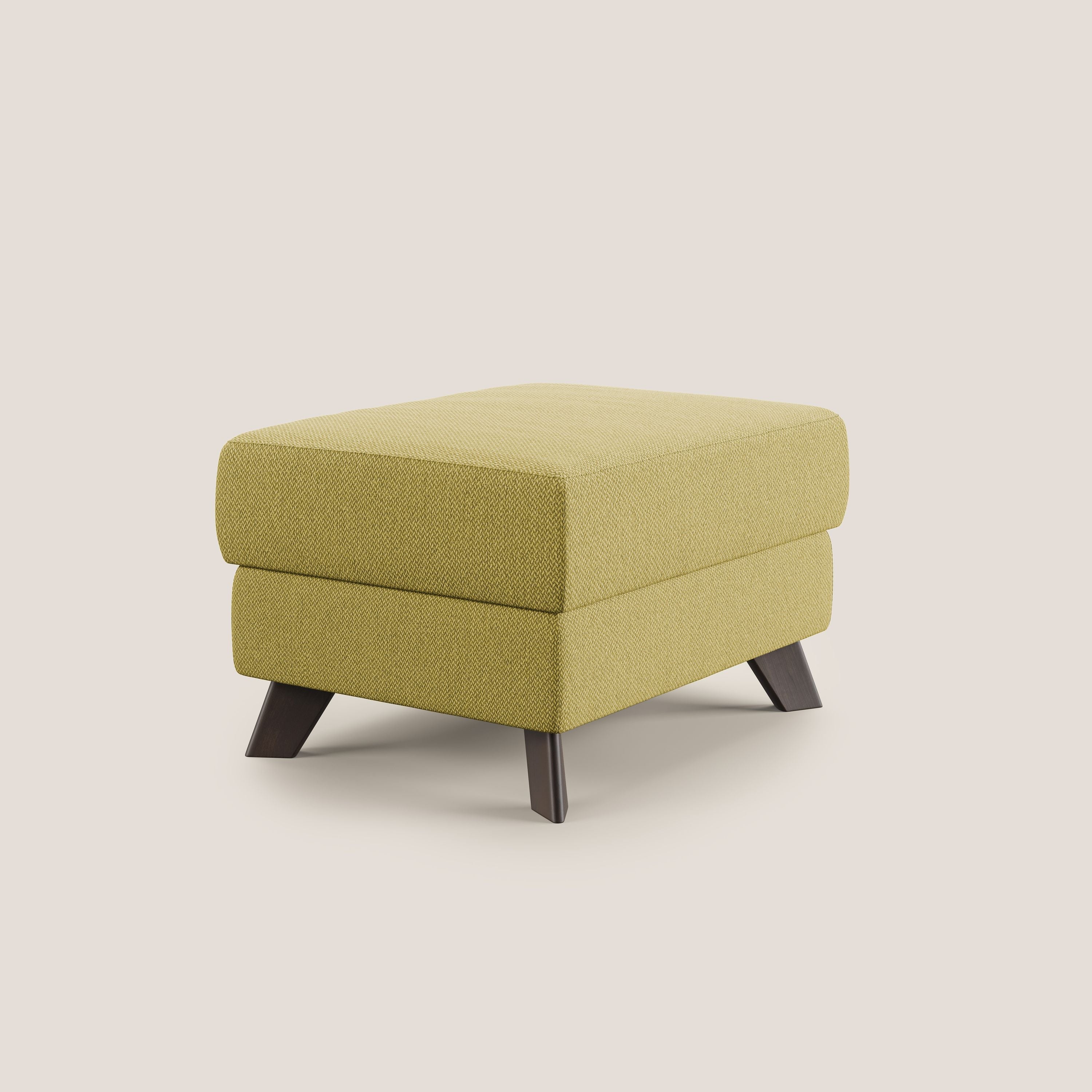 Moon Pouf contenitore e piedini alti in tessuto smacchiabile con acqua T05 giallo - divani.store