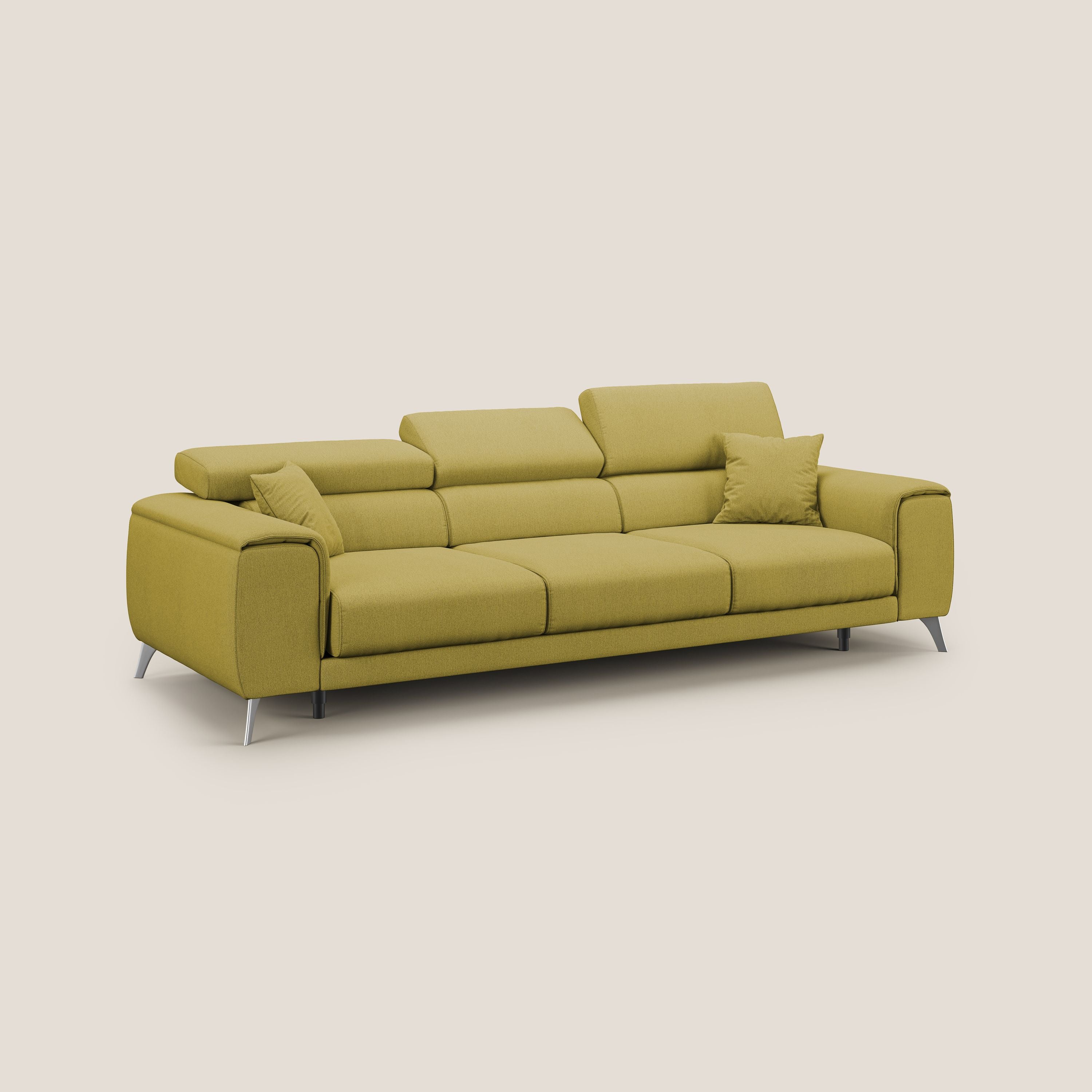 Fusion divano con 3 sedute allungabili in tessuto smacchiabile T05 giallo - divani.store