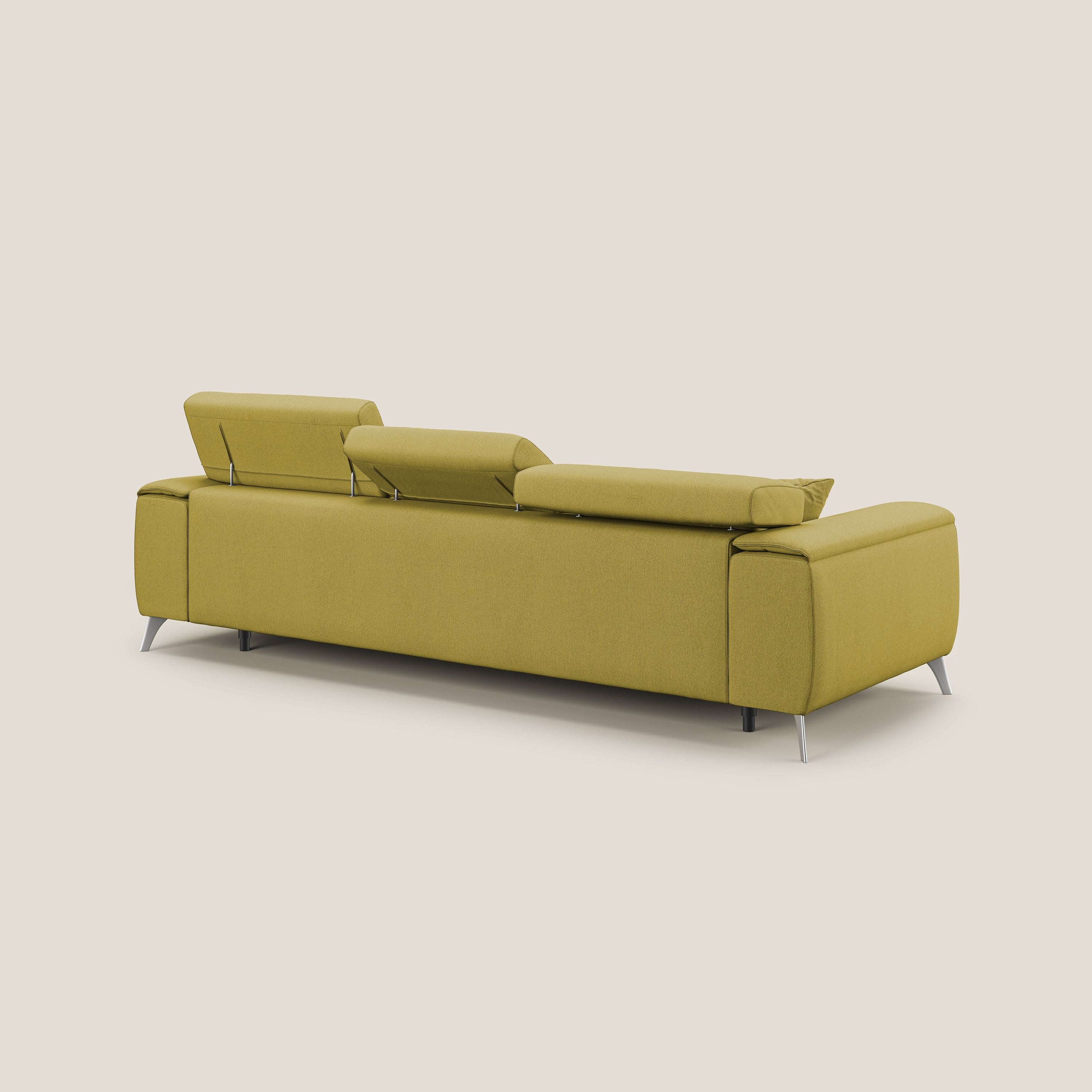 Fusion Divano angolare con sedute scorrevoli in tessuto morbido smacchiabile T05 giallo - divani.store