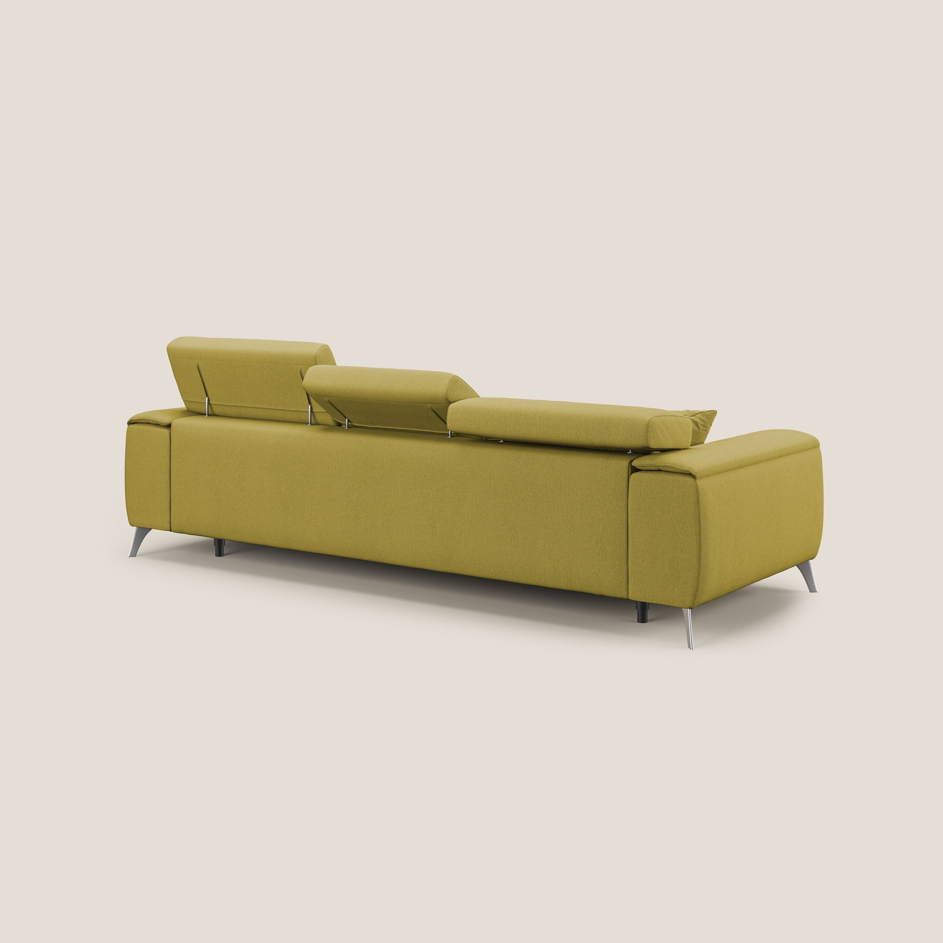Fusion divano con 3 sedute allungabili in tessuto smacchiabile T05 giallo - divani.store