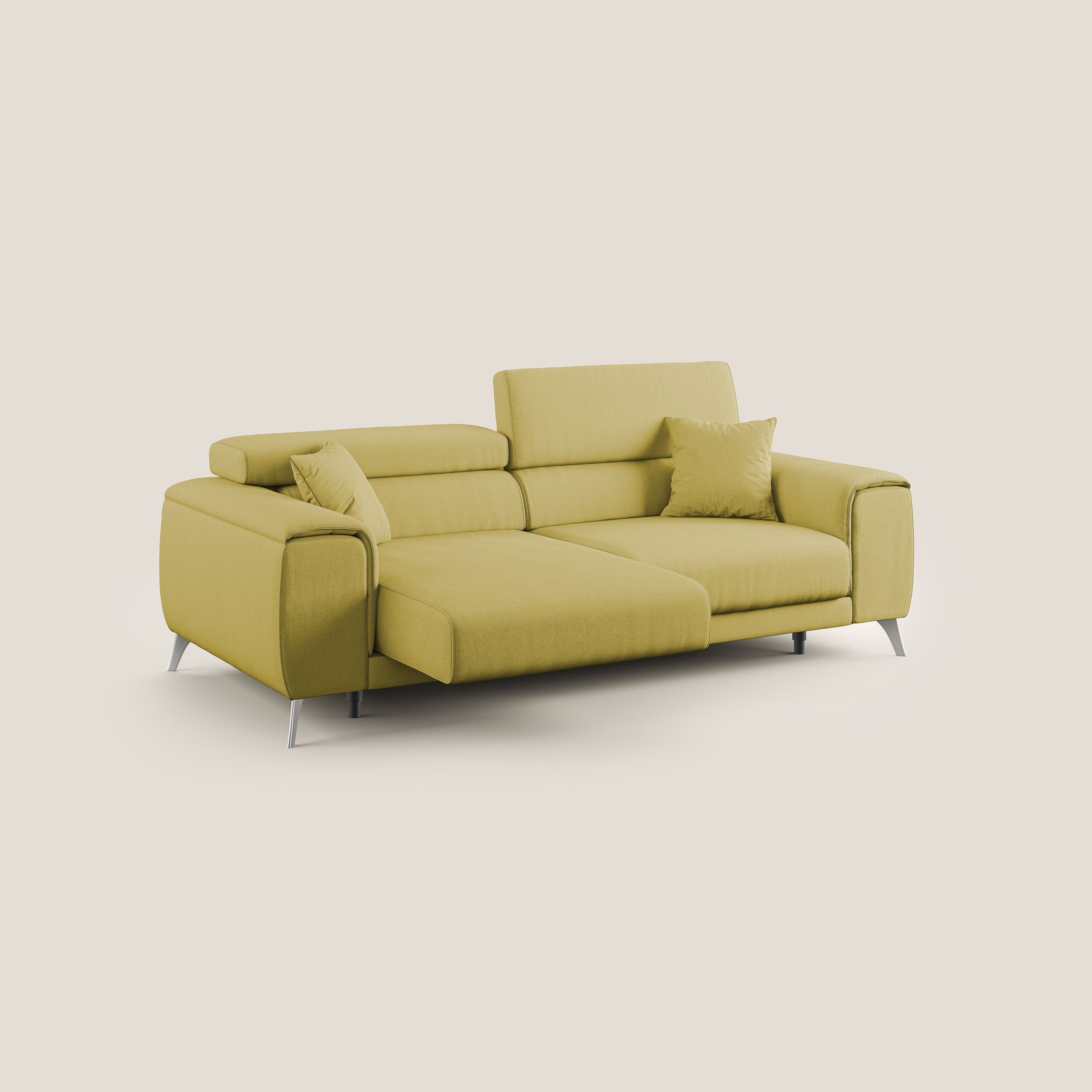 Fusion divano con sedute allungabili in tessuto smacchiabile T05 giallo - divani.store