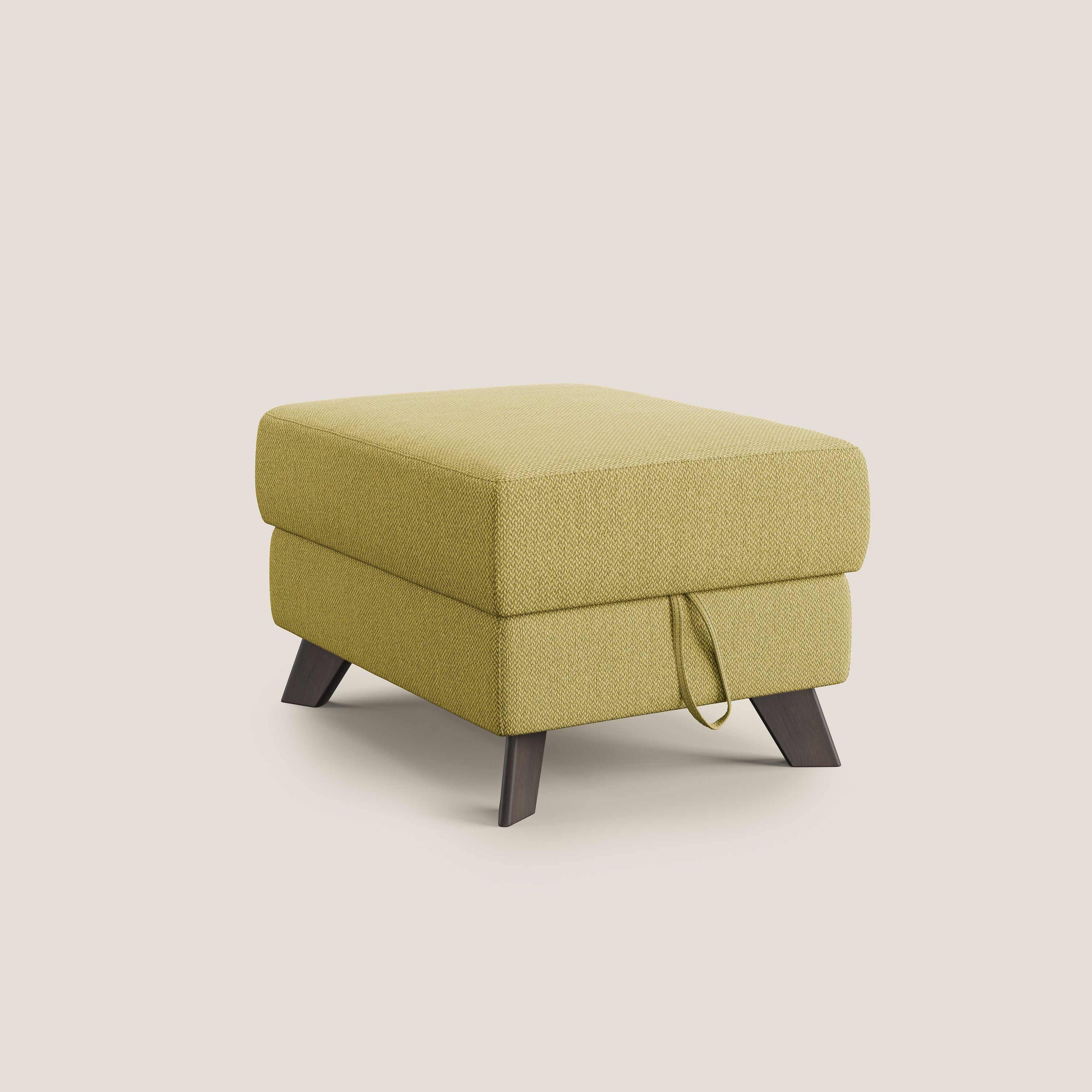 Moon Pouf contenitore e piedini alti in tessuto smacchiabile con acqua T05 giallo - divani.store