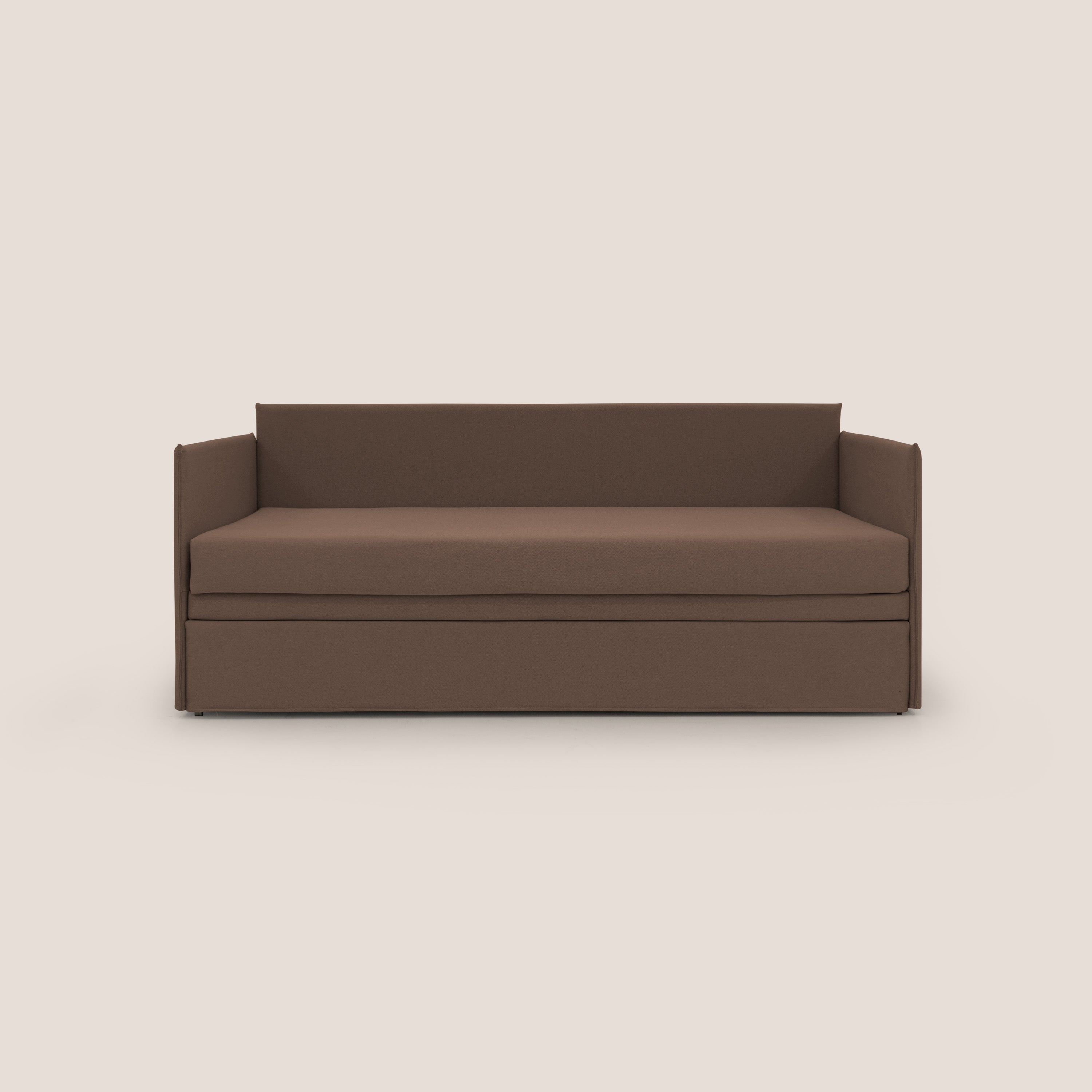Brenta Divano duplex con doppio letto in tessuto simil cotone impermeabile T13 marrone - divani.store