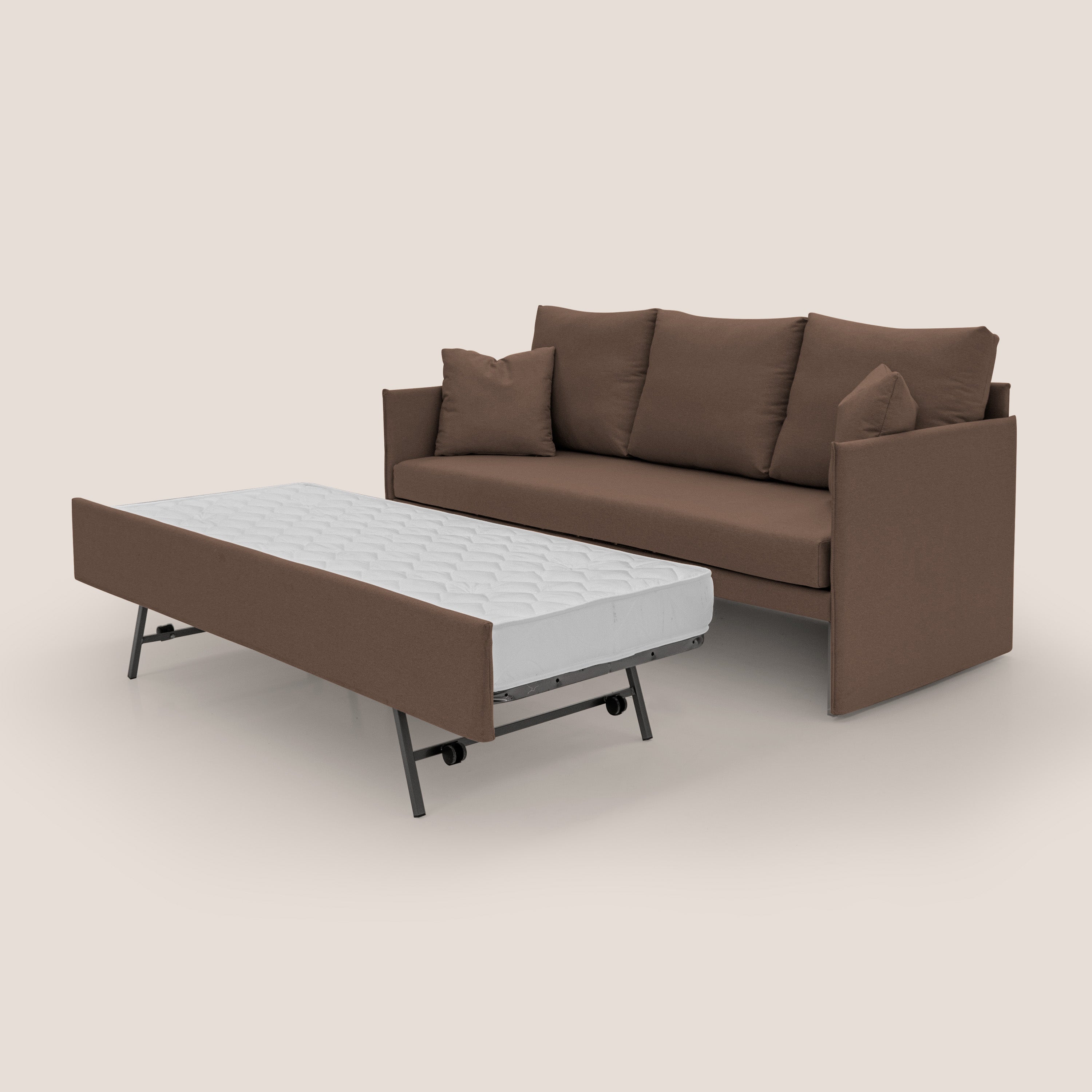 Brera Divano duplex con doppio letto in tessuto simil cotone impermeabile T13 marrone - divani.store