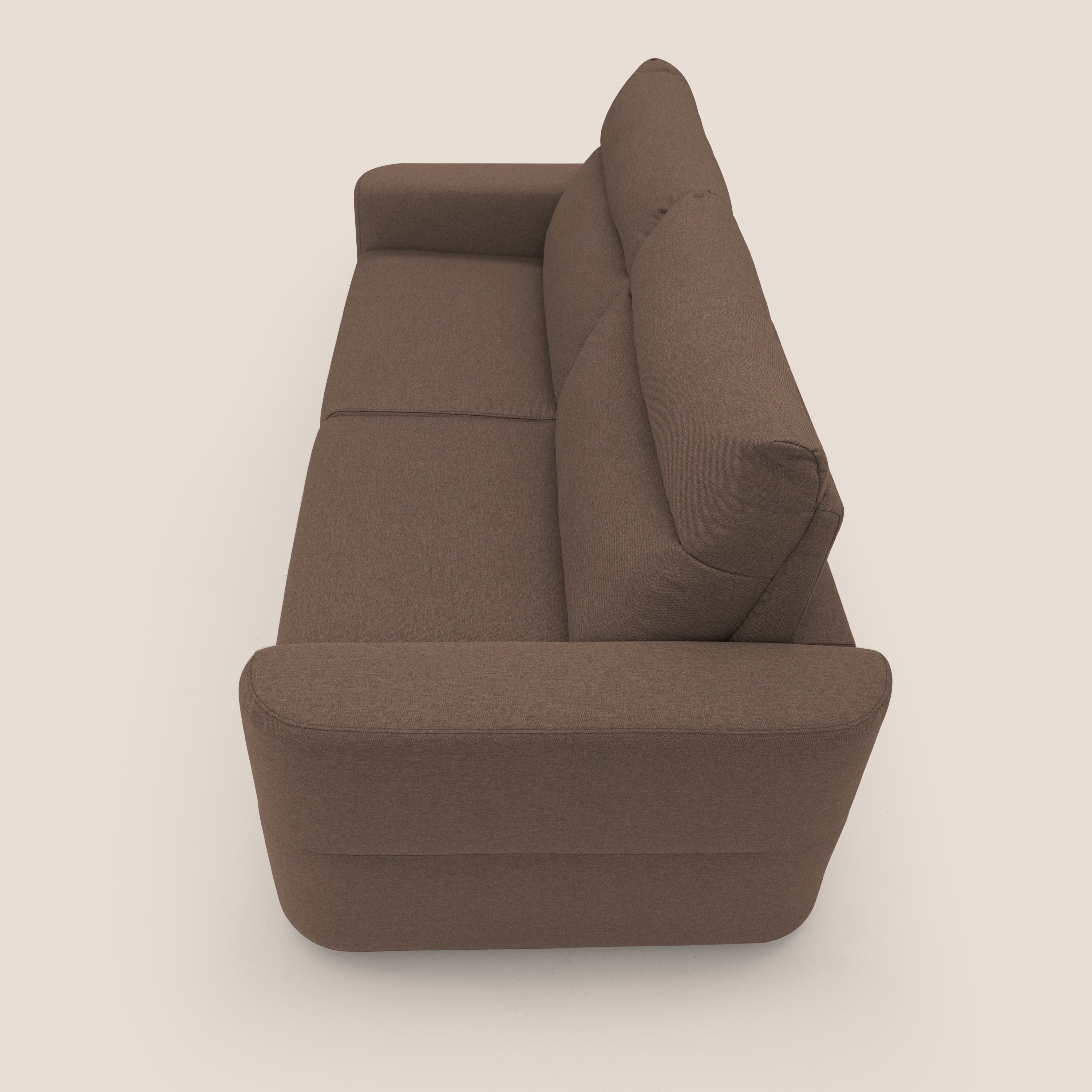Cupido Divano letto materasso H18 cm e schienale alto in tessuto impermeabile simil cotone T13 marrone - divani.store