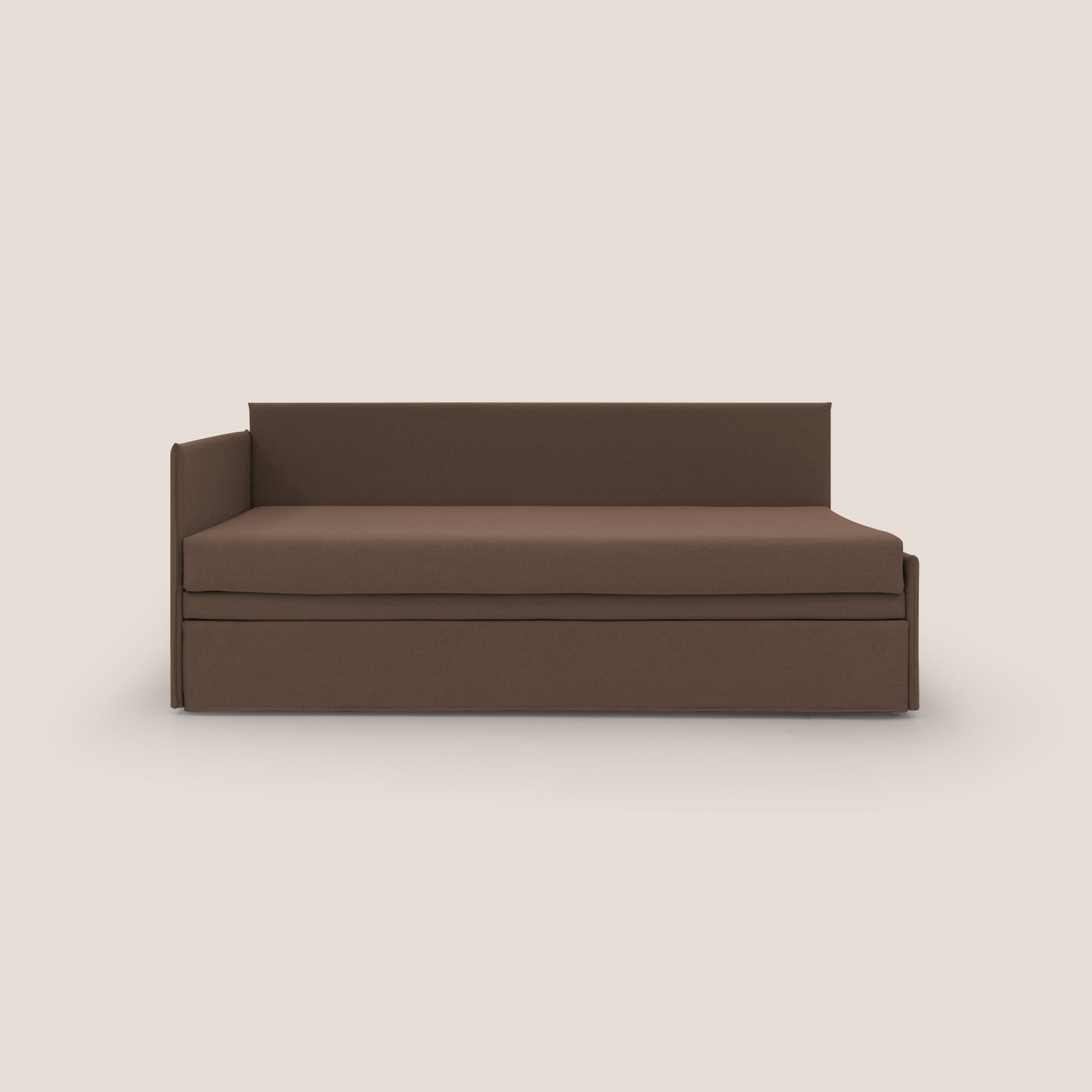 Durini Divano duplex con doppio letto in tessuto simil cotone impermeabile T13 marrone - divani.store
