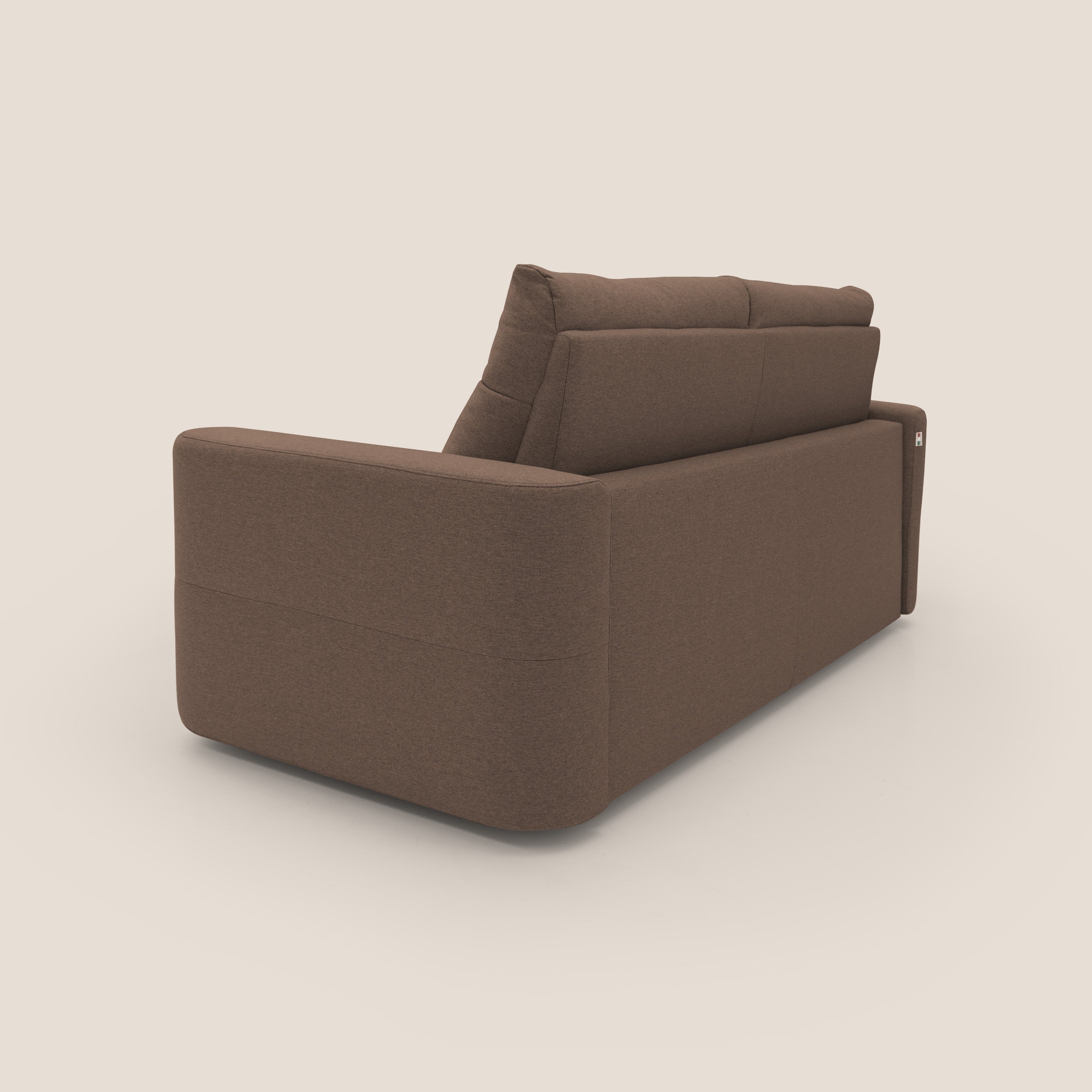 Cupido Divano letto materasso H18 cm e schienale alto in tessuto impermeabile simil cotone T13 marrone - divani.store