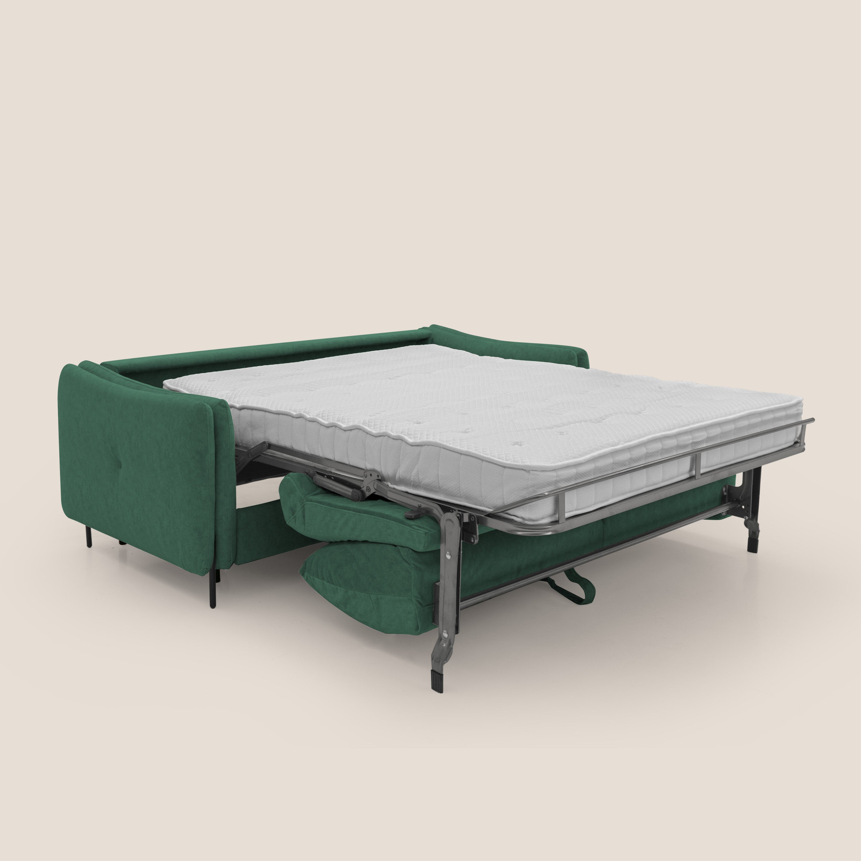 Gregory Divano letto con materasso h18 cm in microfibra effetto velluto impermeabile T09 verde - divani.store