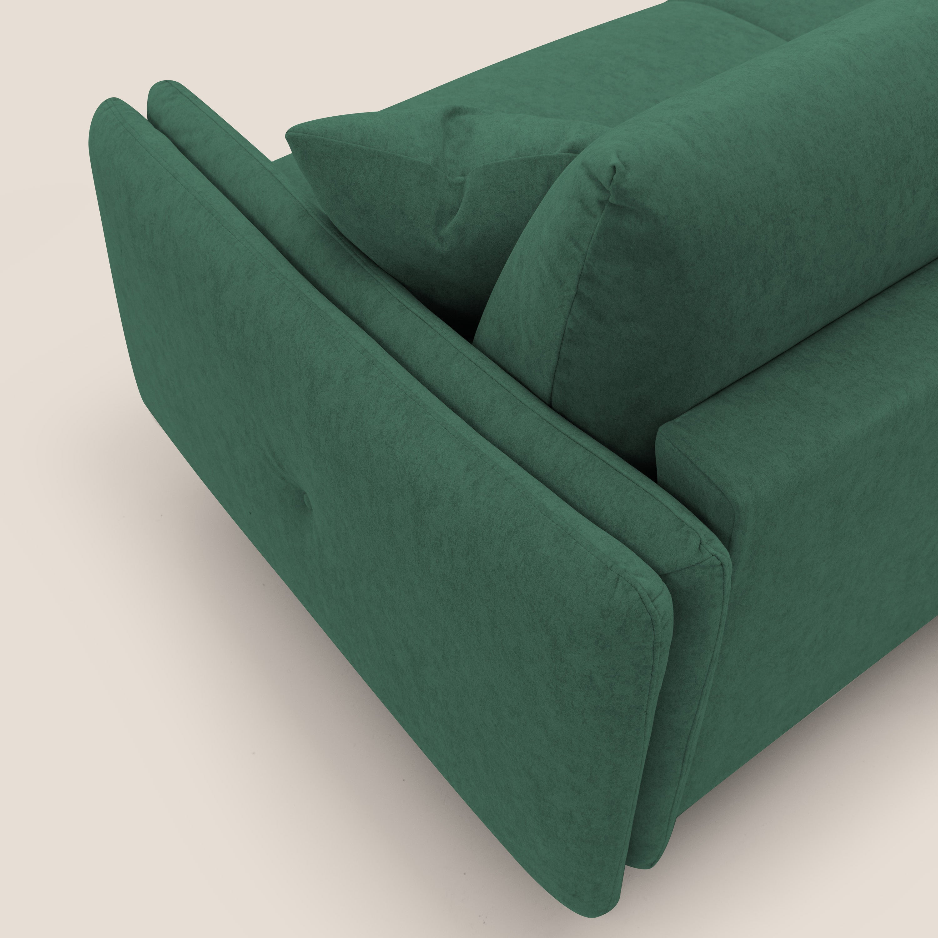 Gregory Divano letto con materasso h18 cm in microfibra effetto velluto impermeabile T09 verde - divani.store