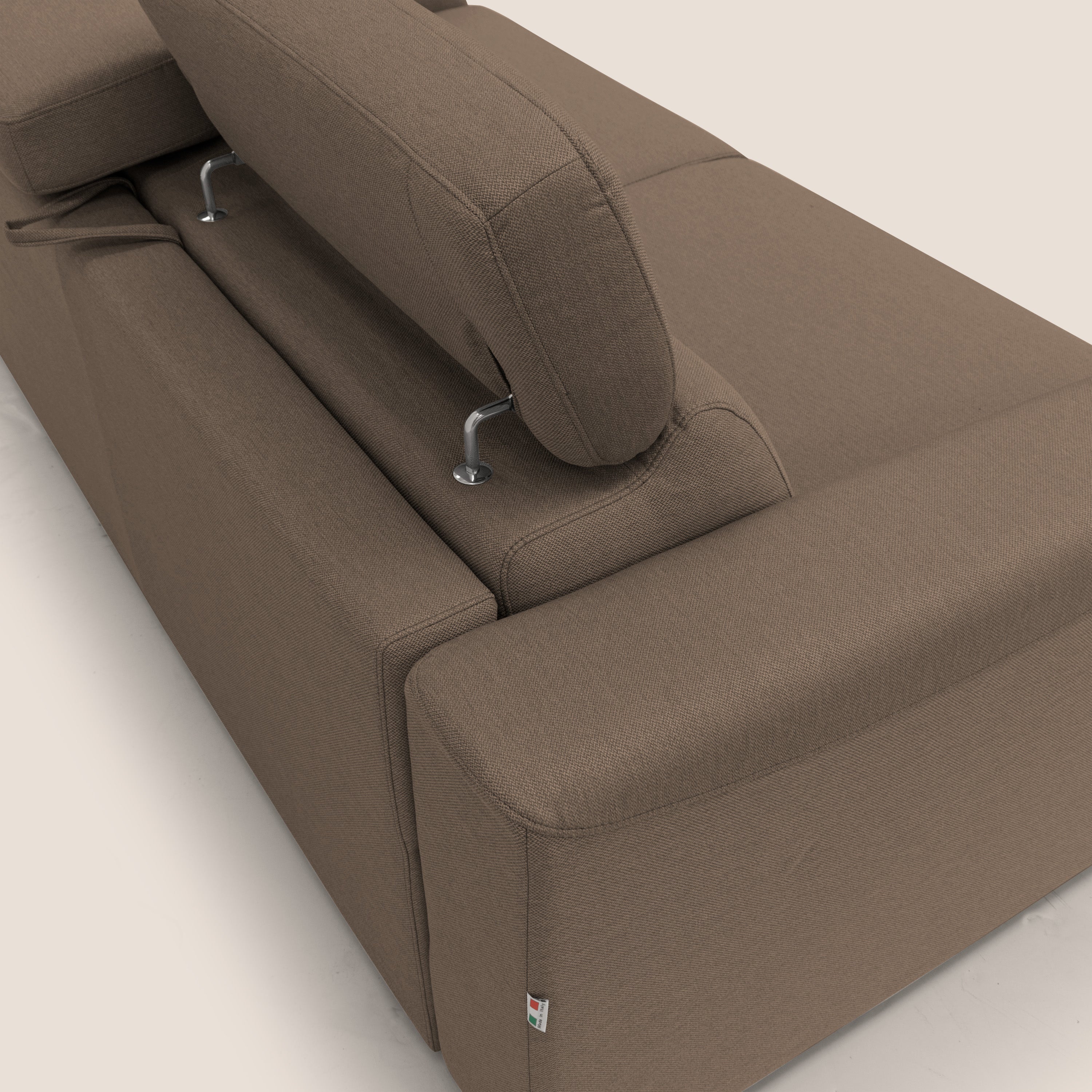 Poseidon divano letto + relax elettrico in tessuto smacchiabile impermeabile T05 marrone