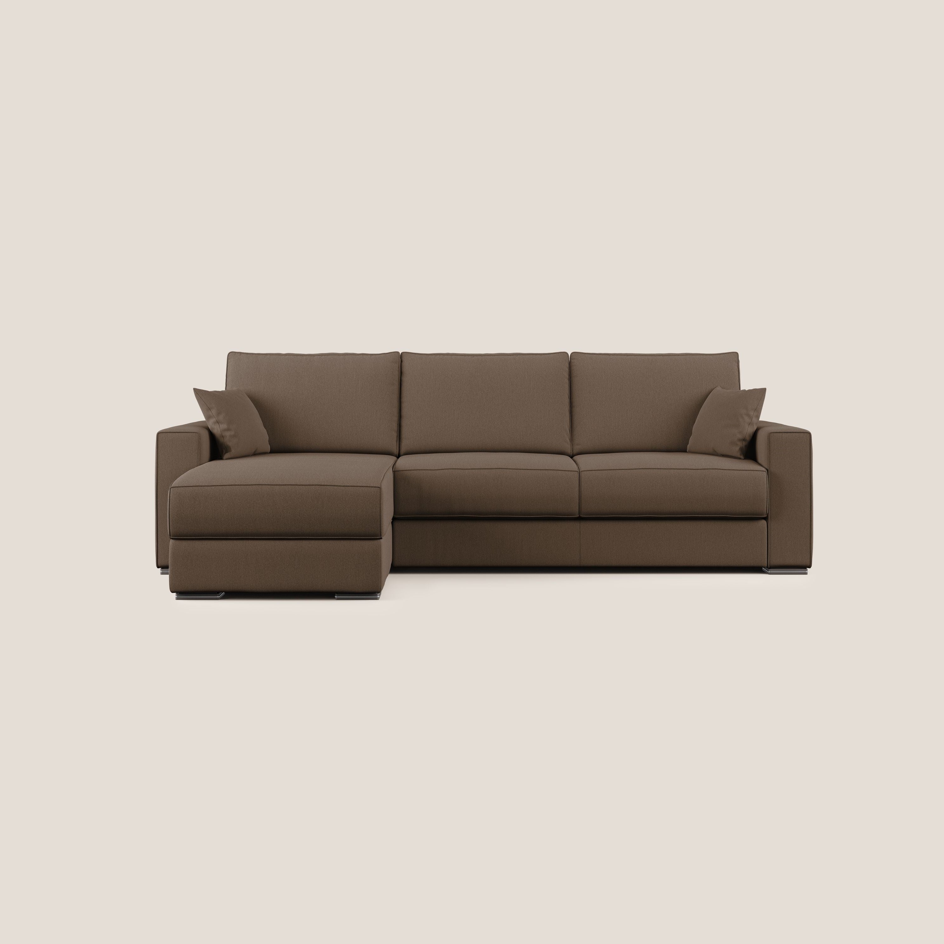 Dream Divano letto angolare in tessuto smacchiabile T05 marrone - divani.store