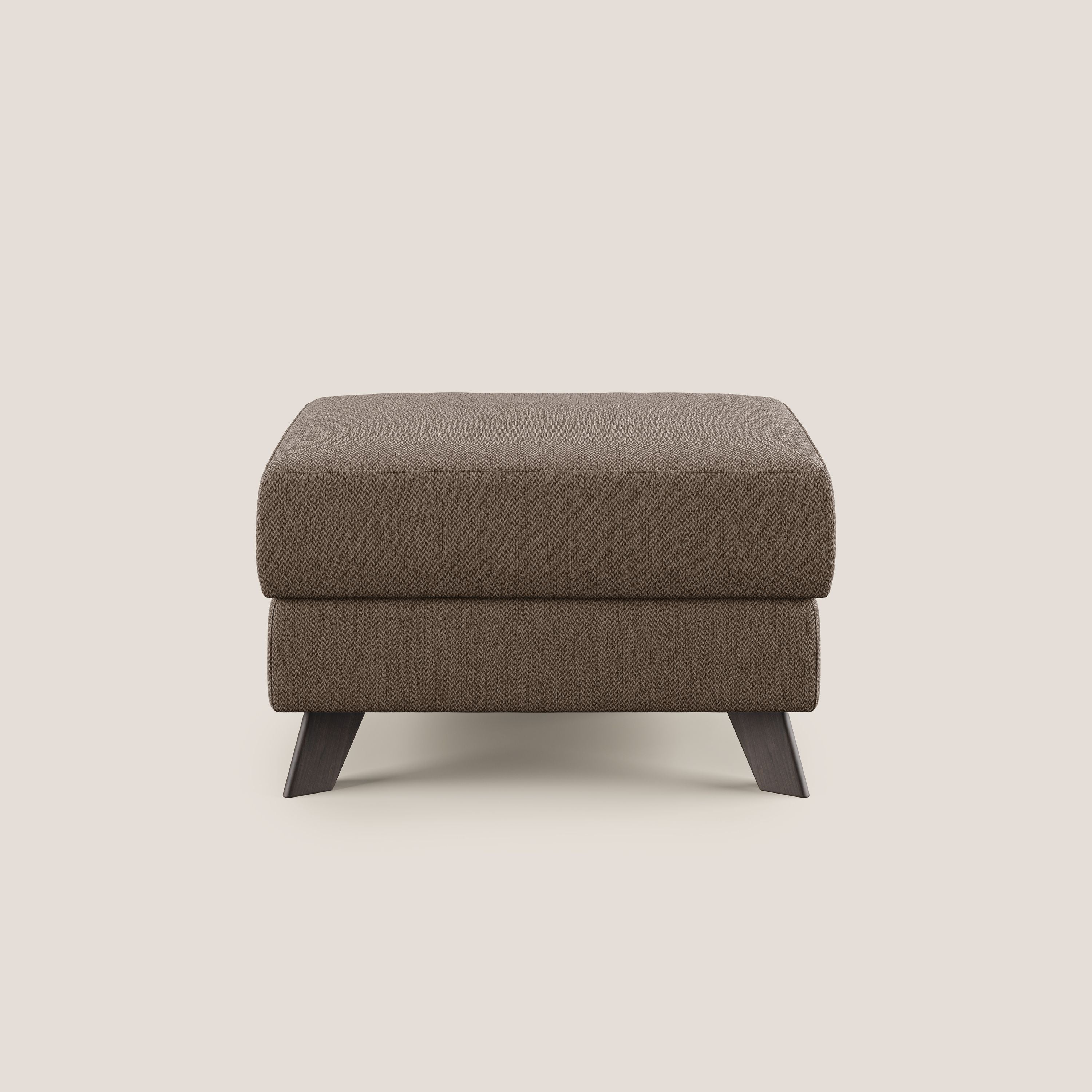 Moon Pouf contenitore e piedini alti in tessuto smacchiabile con acqua T05 marrone - divani.store