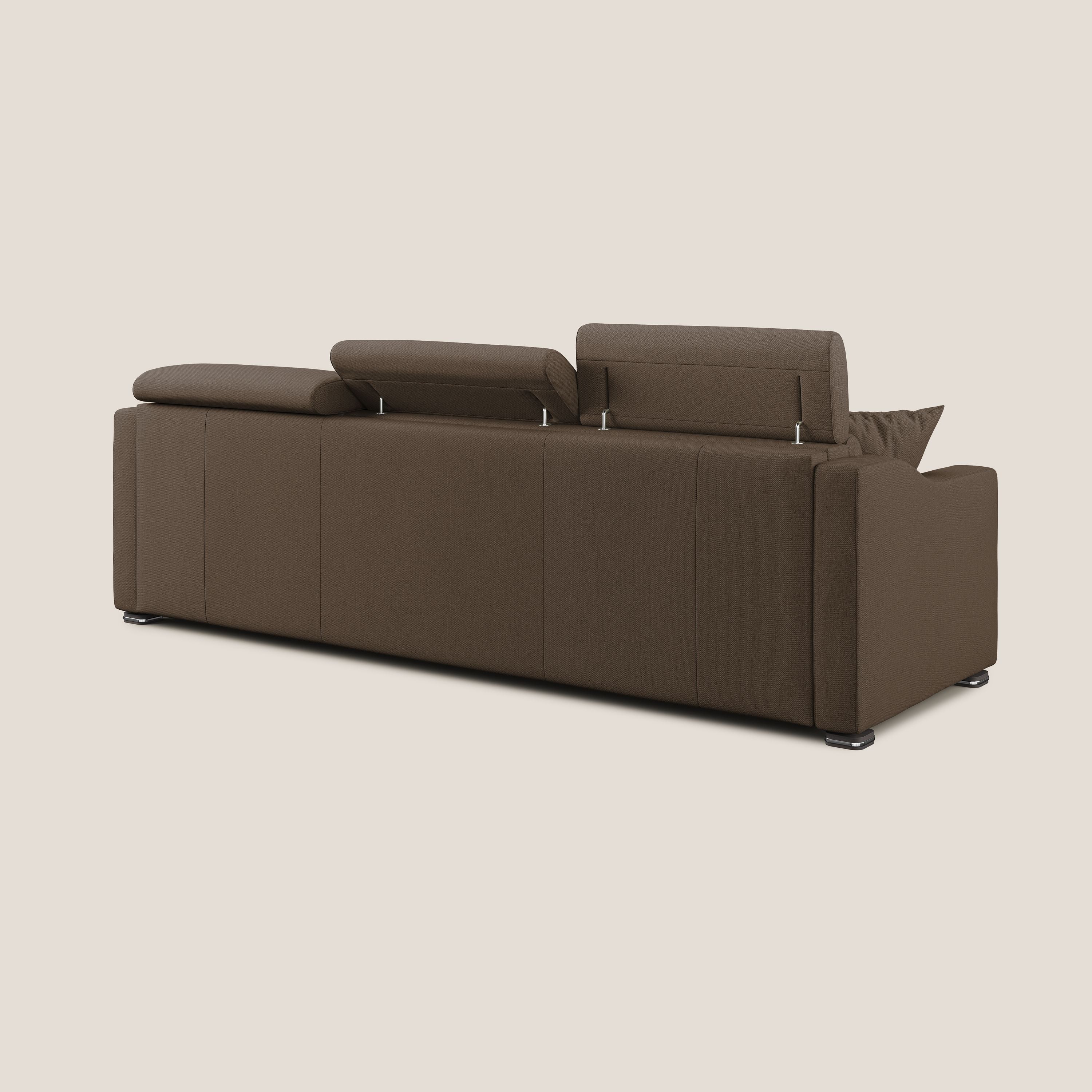 Amber divano letto angolare in tessuto smacchiabile T05 marrone - divani.store