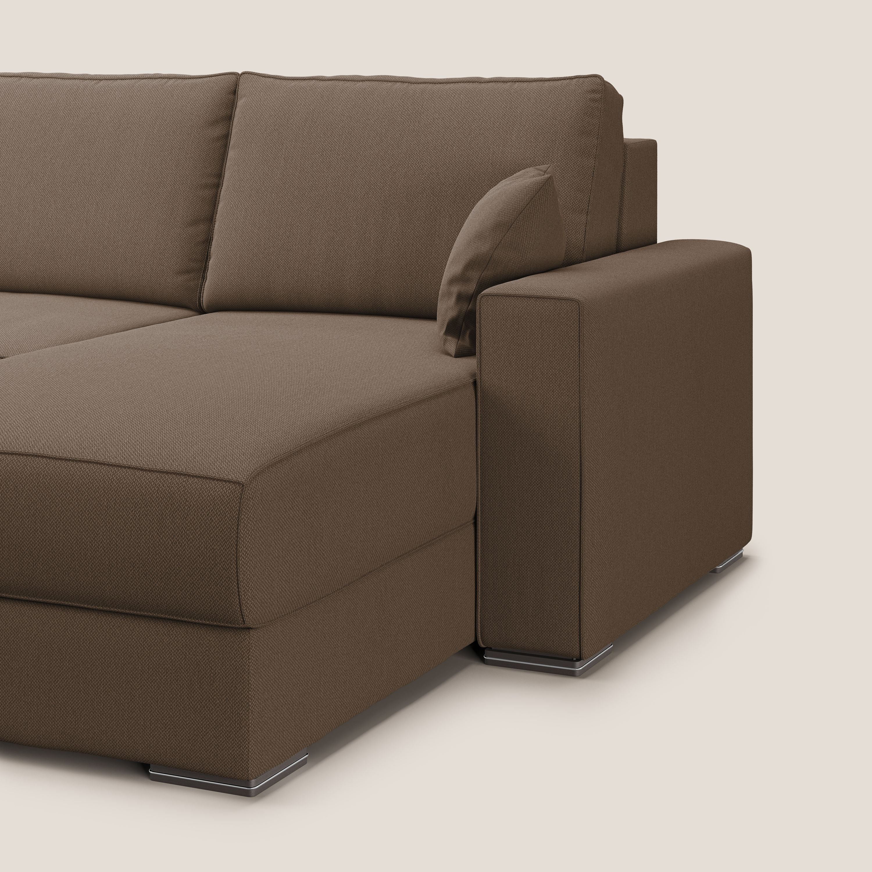 Dream Divano letto angolare in tessuto smacchiabile T05 marrone - divani.store
