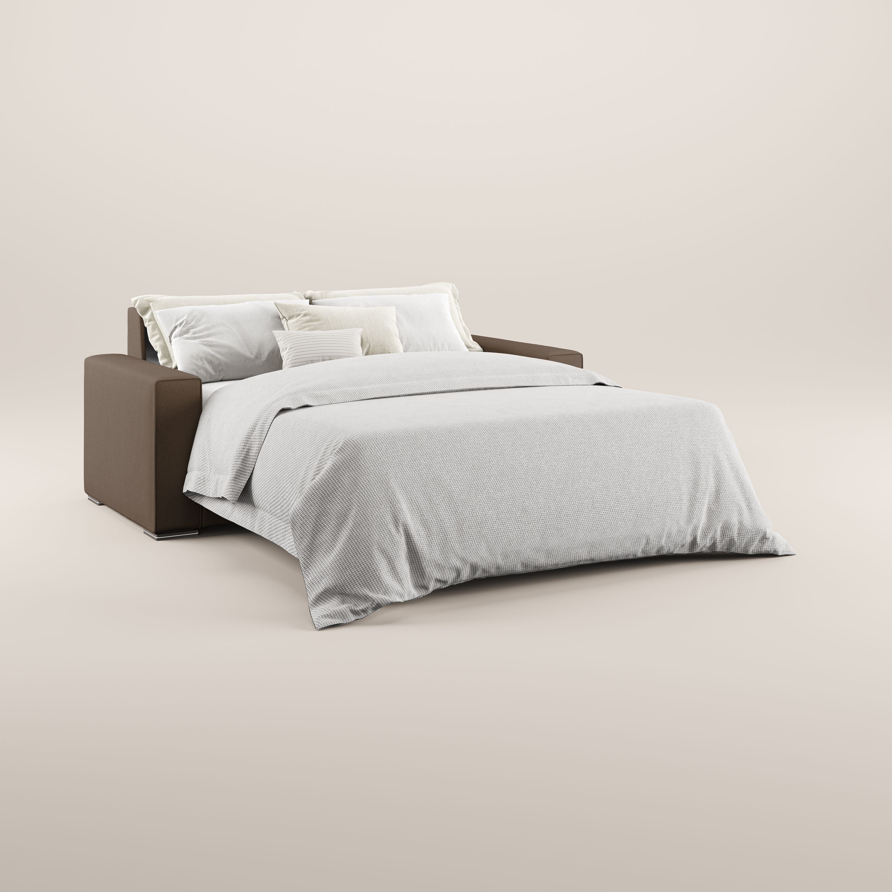 Dream Divano letto moderno dai morbidi cuscini in tessuto smacchiabile T05 marrone - divani.store