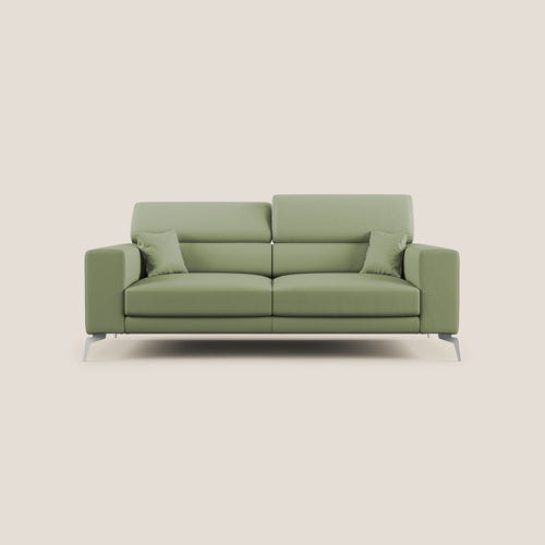 Blade Divano moderno con poggiatesta reclinabili in Ecopelle T04 verde - divani.store