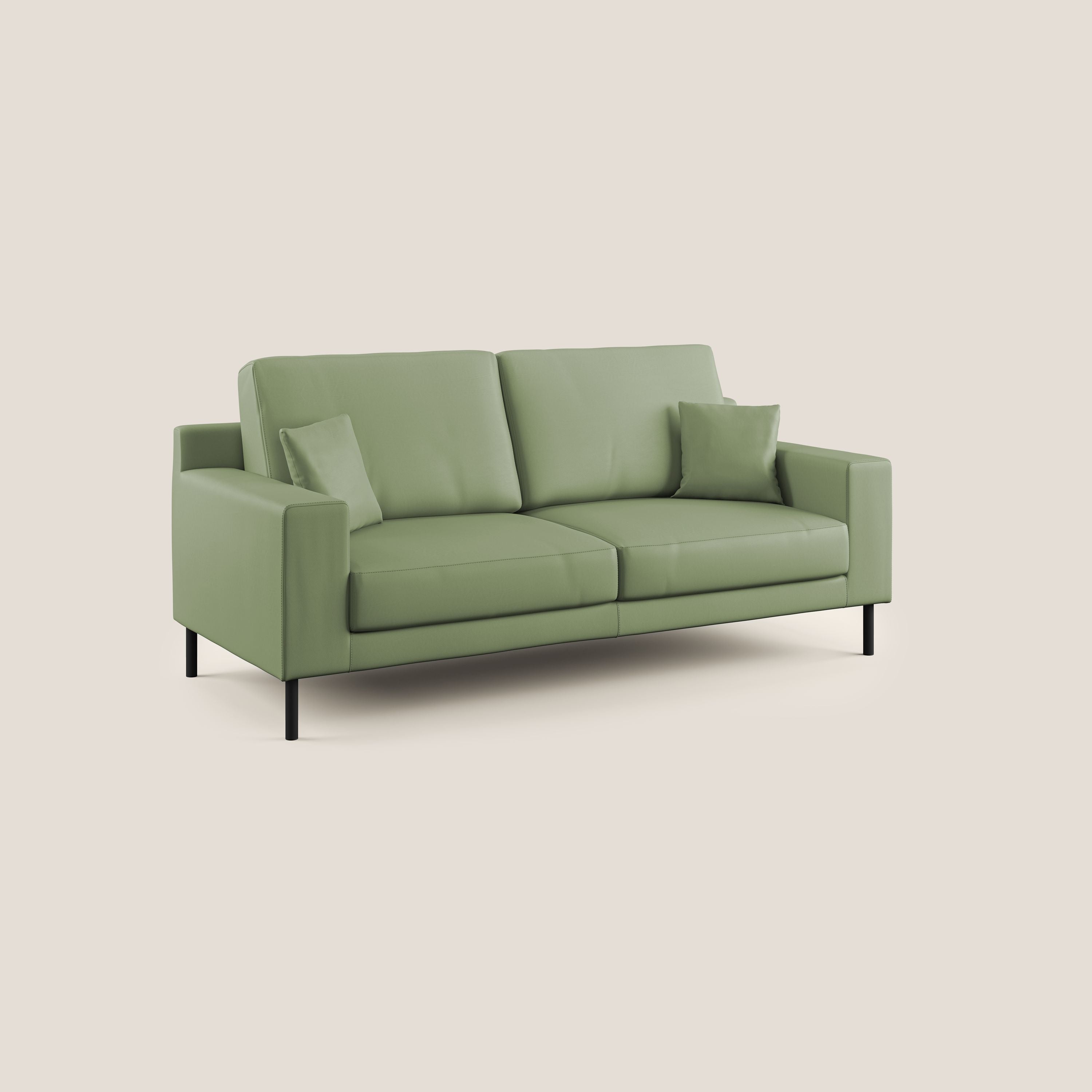 Uranio divano moderno lineare in Ecopelle impermeabile T04 verde - divani.store