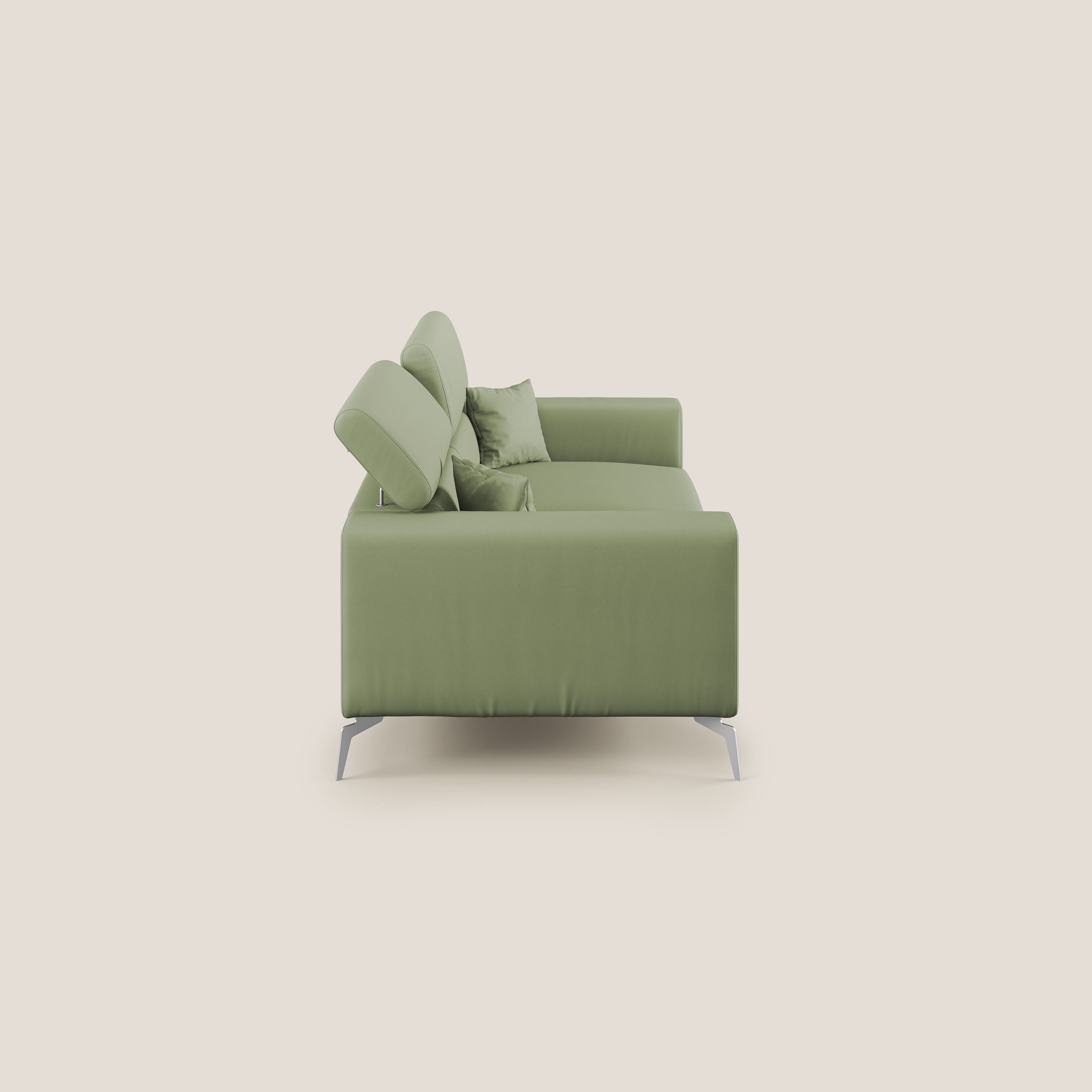 Blade Divano moderno con poggiatesta reclinabili in Ecopelle T04 verde - divani.store