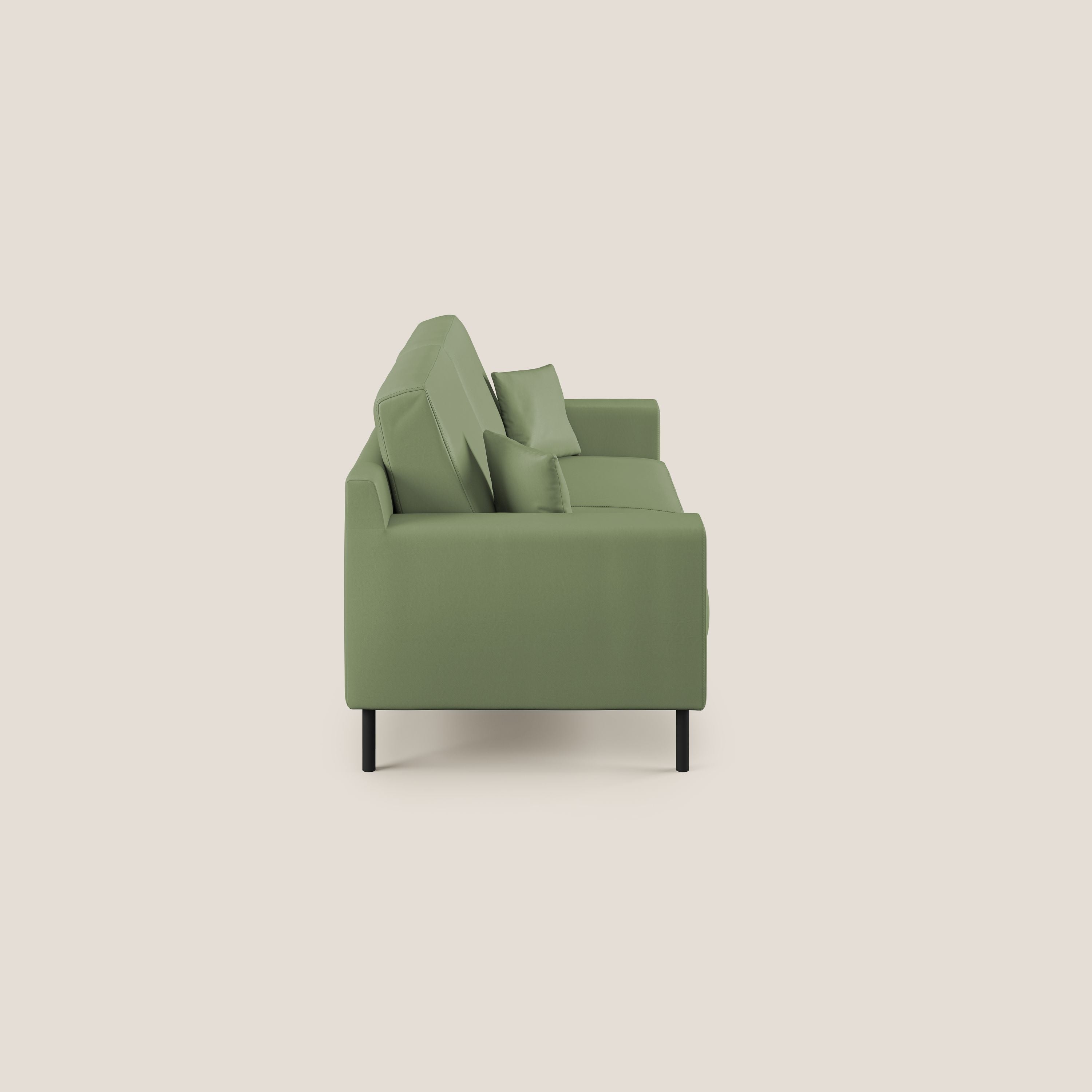 Uranio divano moderno lineare in Ecopelle impermeabile T04 verde - divani.store