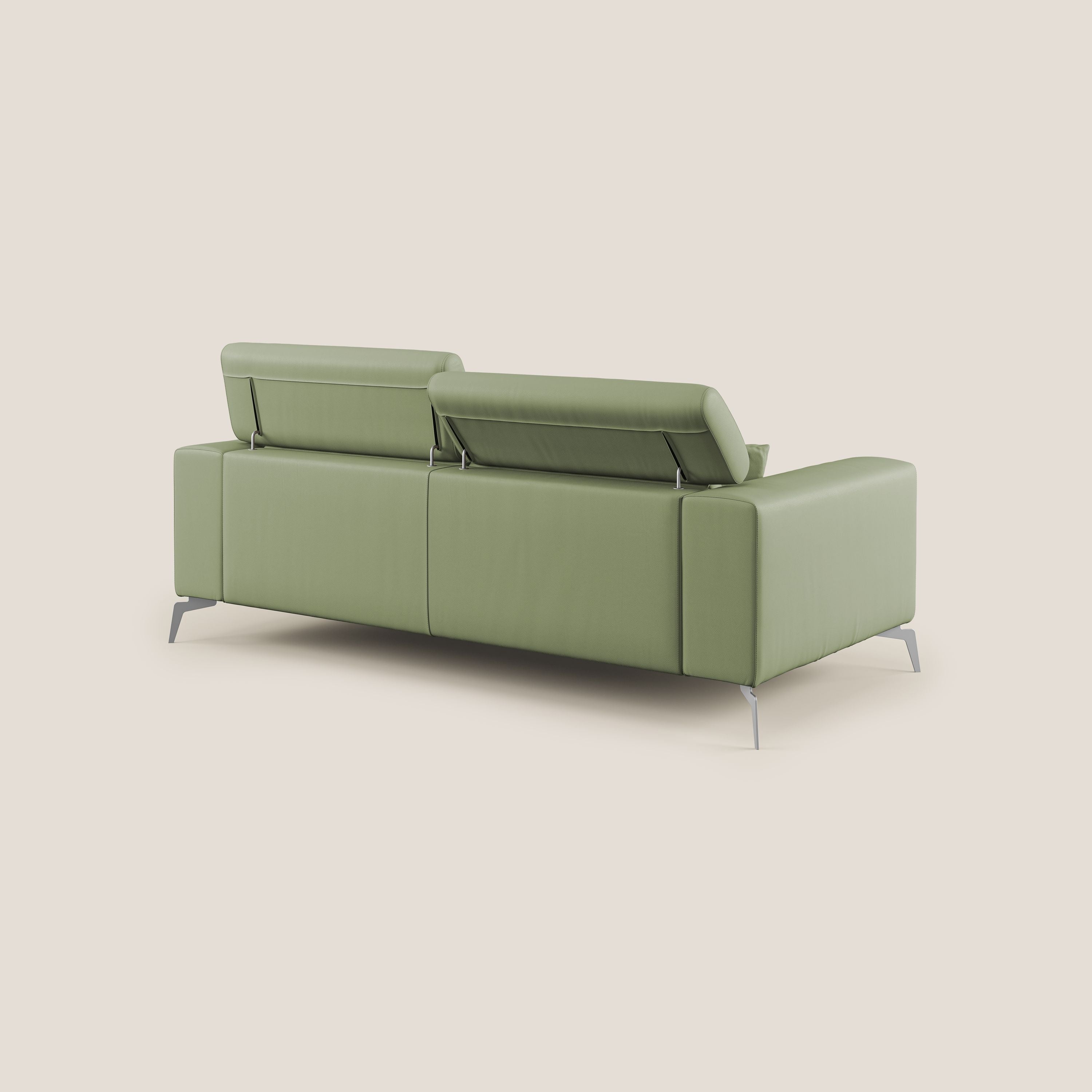 Blade Divano moderno con poggiatesta reclinabili in Ecopelle T04 verde - divani.store
