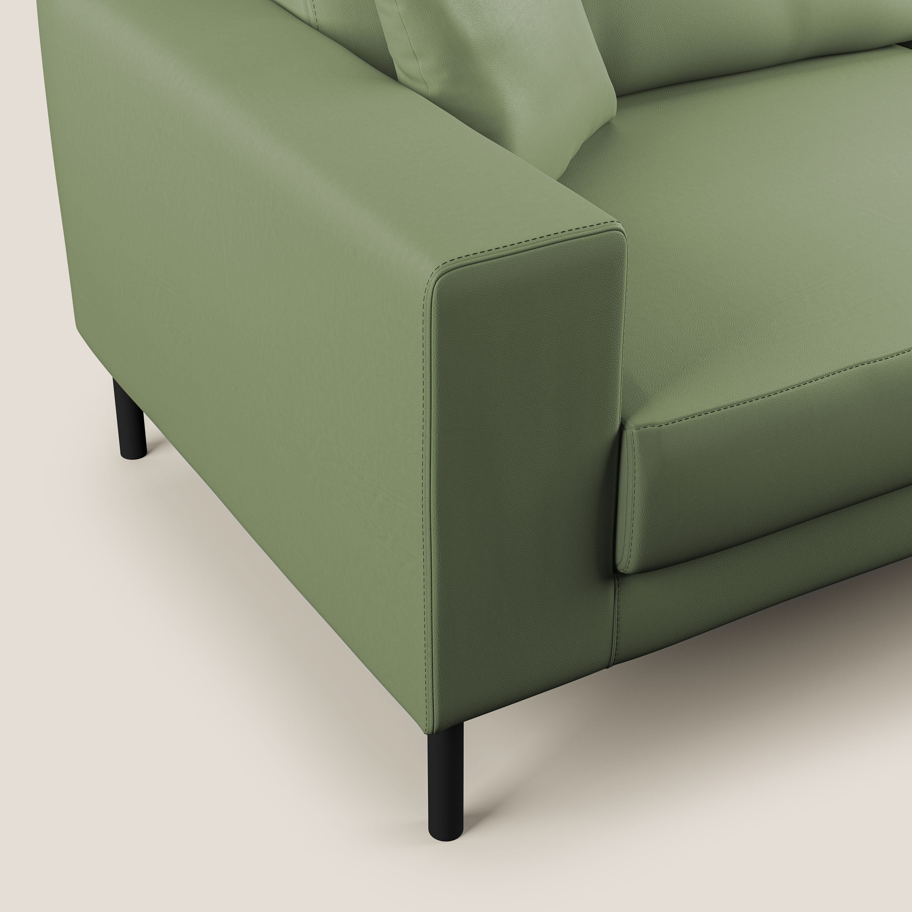 Uranio divano moderno lineare in Ecopelle impermeabile T04 verde - divani.store
