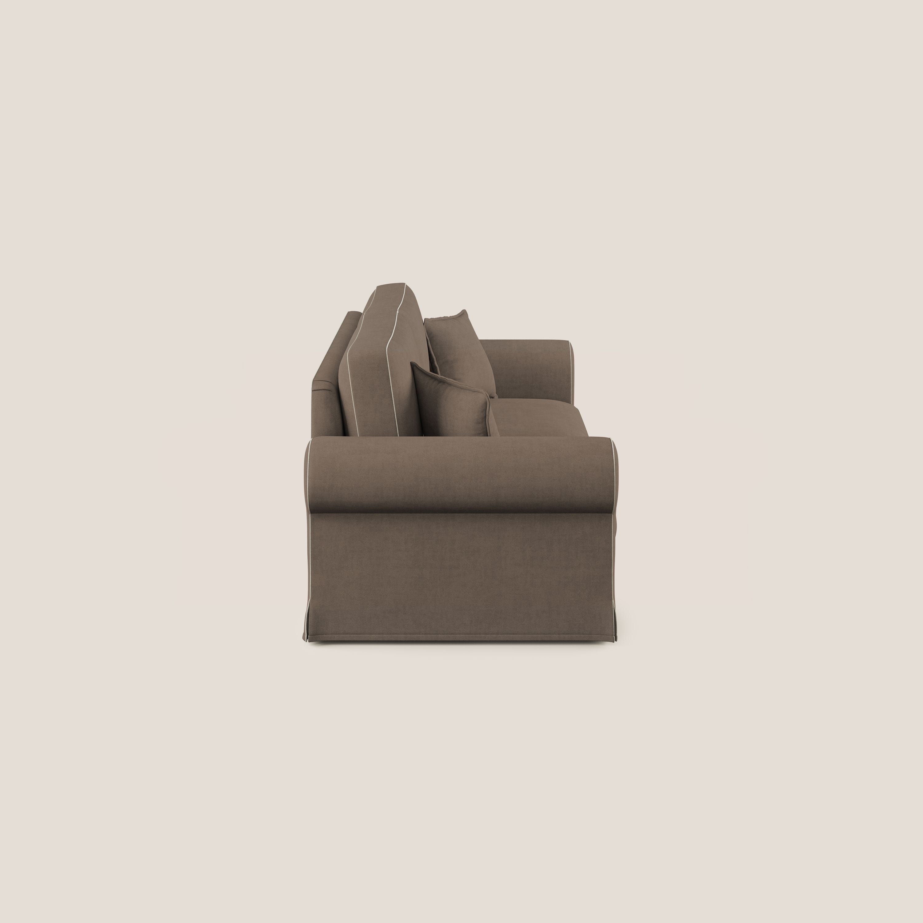 Lady divano classico bicolore in piuma d'oca realizzato con tessuto impermeabile T02 marrone - panna - divani.store