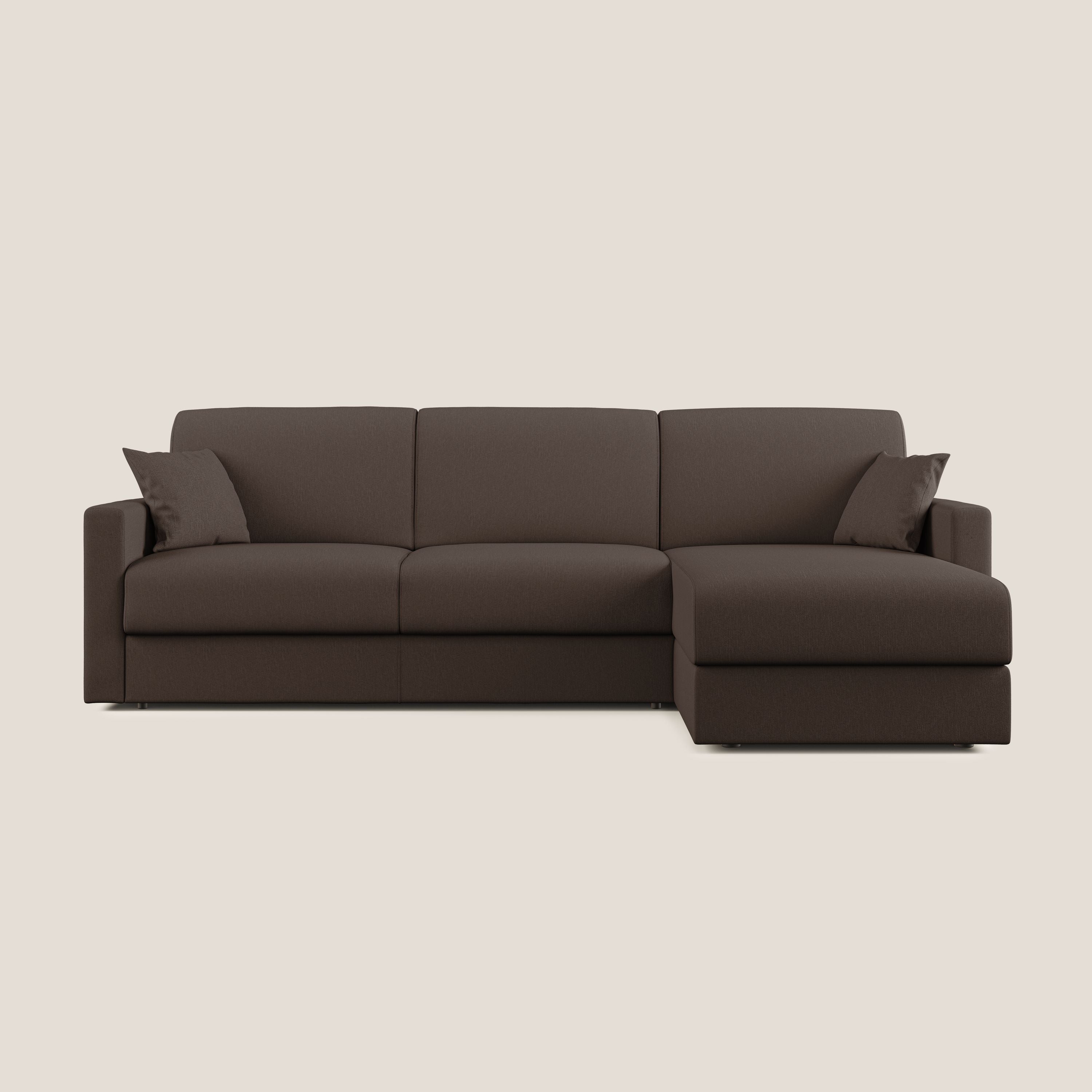 Chris Divano letto angolare 5 posti in tessuto impermeabile T13 marrone - divani.store